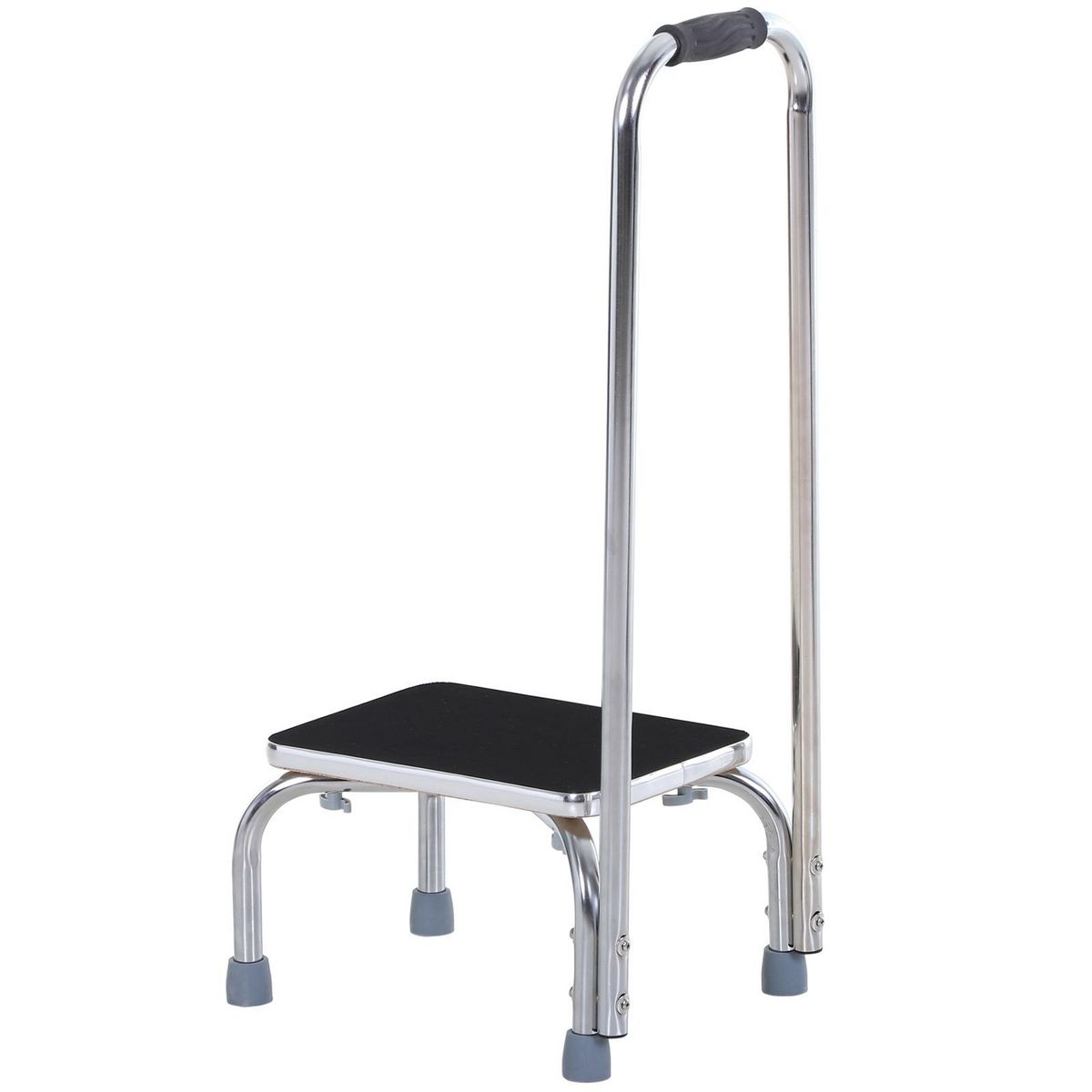 HOMCOM Marche avec barre d'appui - marchepied de sécurité - marche d'accès au bain - plateforme & patins antidérapants - acier galvanisé