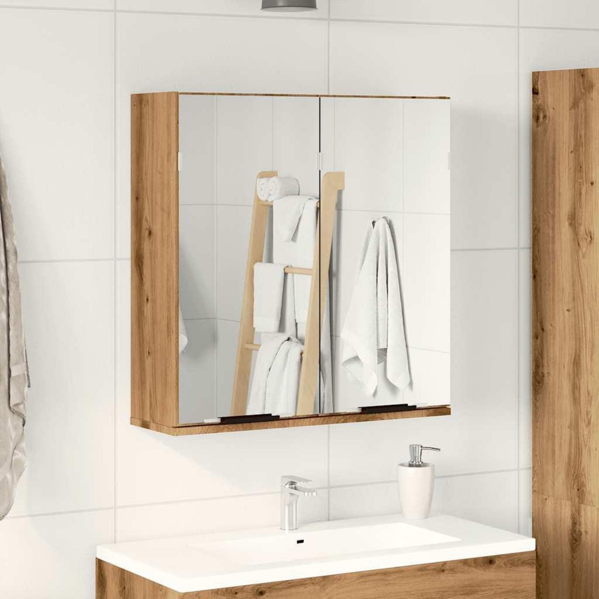 VIDAXL Armoire a miroir de salle de bain chene artisanal 64x20x66,5 cm