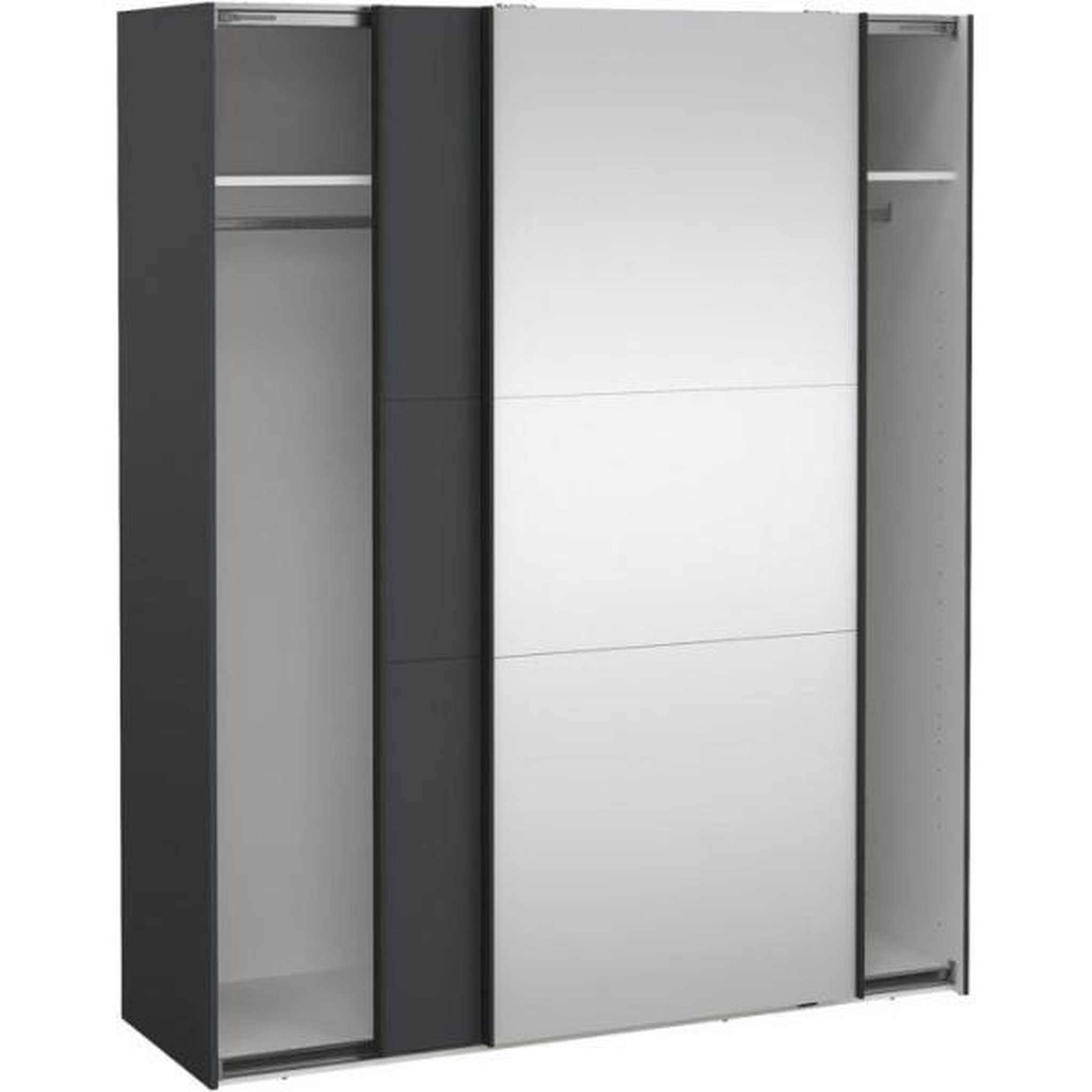 Voir la diapositive 6 : MARKET24 Armoire de chambre - como - gris mat - 2 portes coulissantes dont 1 avec miroir - 178,5 x 66,6 x 220,4 cm