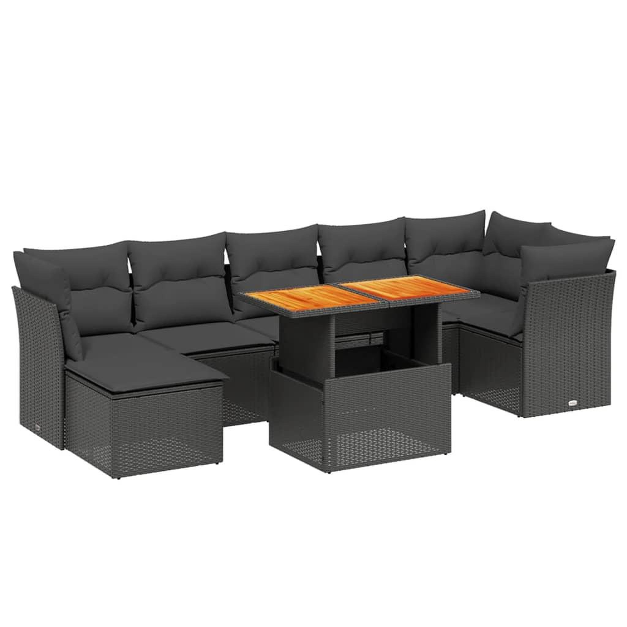 Voir la diapositive 2 : VIDAXL Salon de jardin 8 pcs avec coussins noir resine tressee