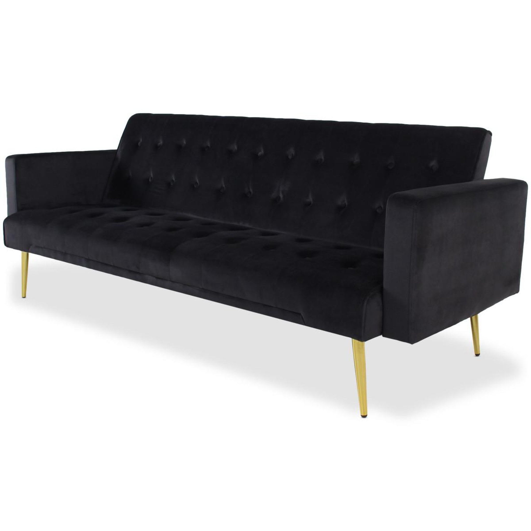 Voir la diapositive 3 : Paris Prix Canapé convertible velours  tybio  191cm noir