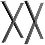 HOMCOM Lot de 2 pieds de table design industriel en croix - piètement antidérapant - dim. 80L x 4l x 72H cm - acier époxy noir