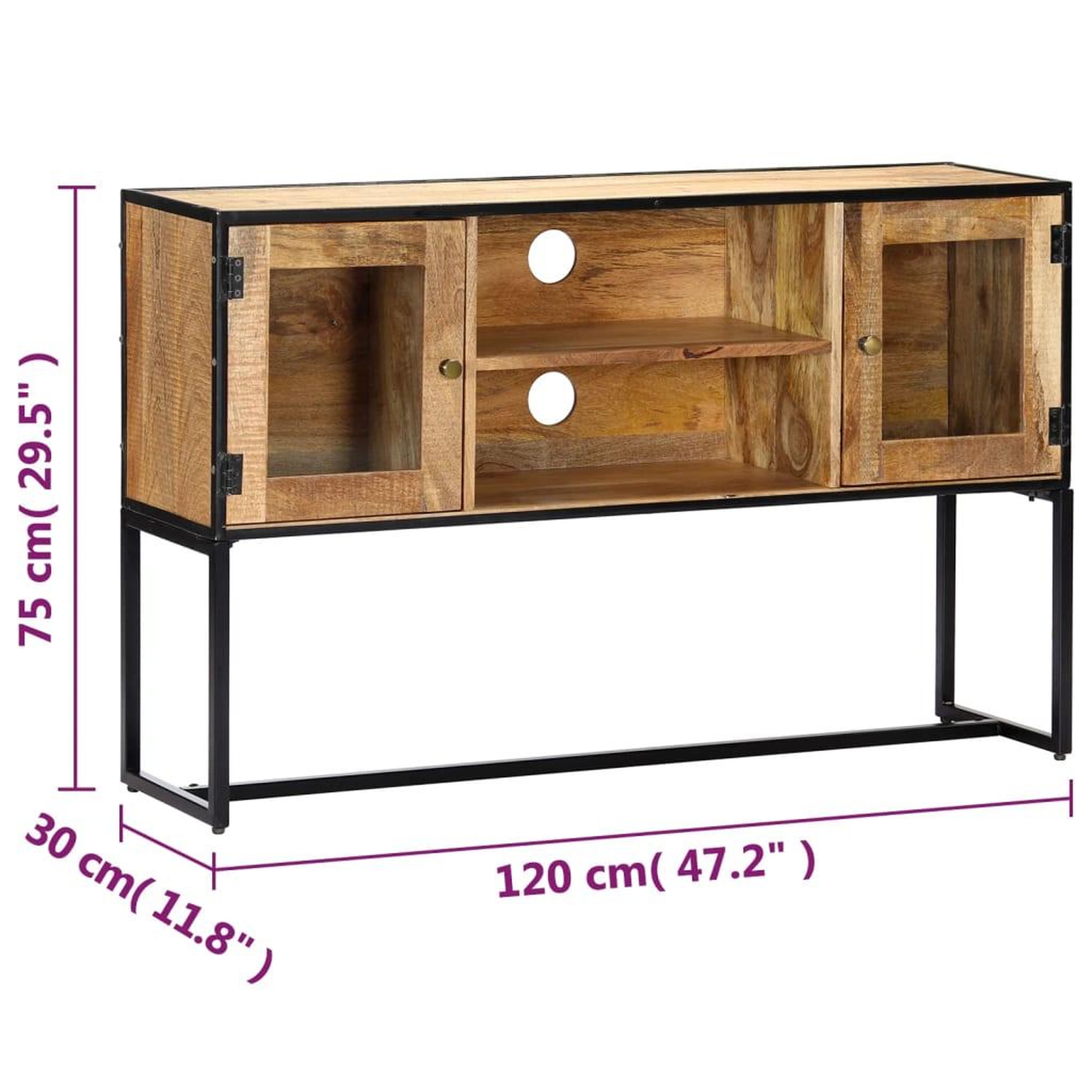 Voir la diapositive 6 : VIDAXL Meuble TV 120x30x75 cm Bois de recuperation massif
