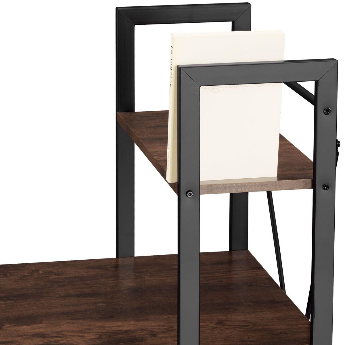 tectake Bureau Style industriel Étagère intégrée avec 3 compartiments de stockage