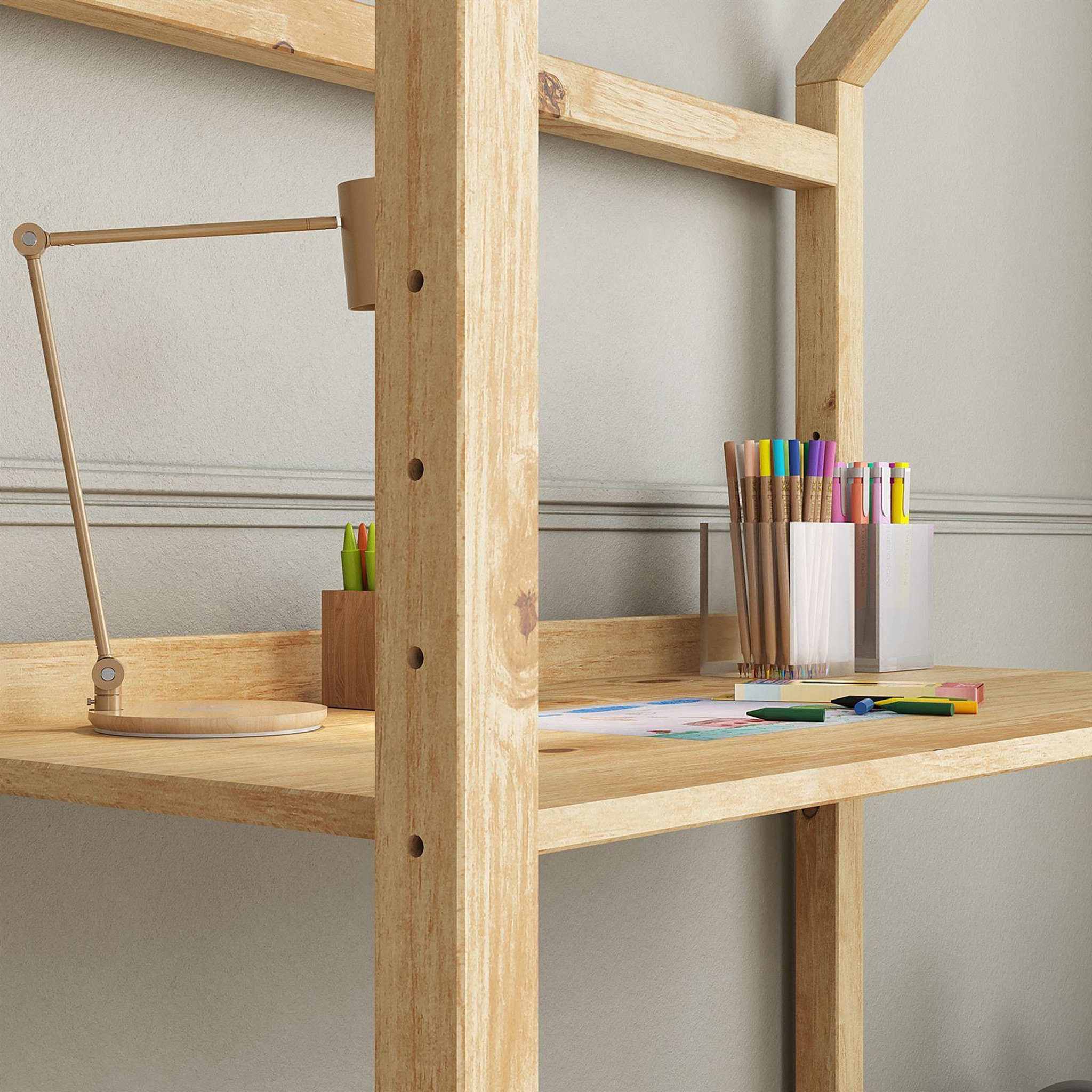 Voir la diapositive 5 : IDIMEX Bureau enfant évolutif TINA en forme de maison, en pin massif