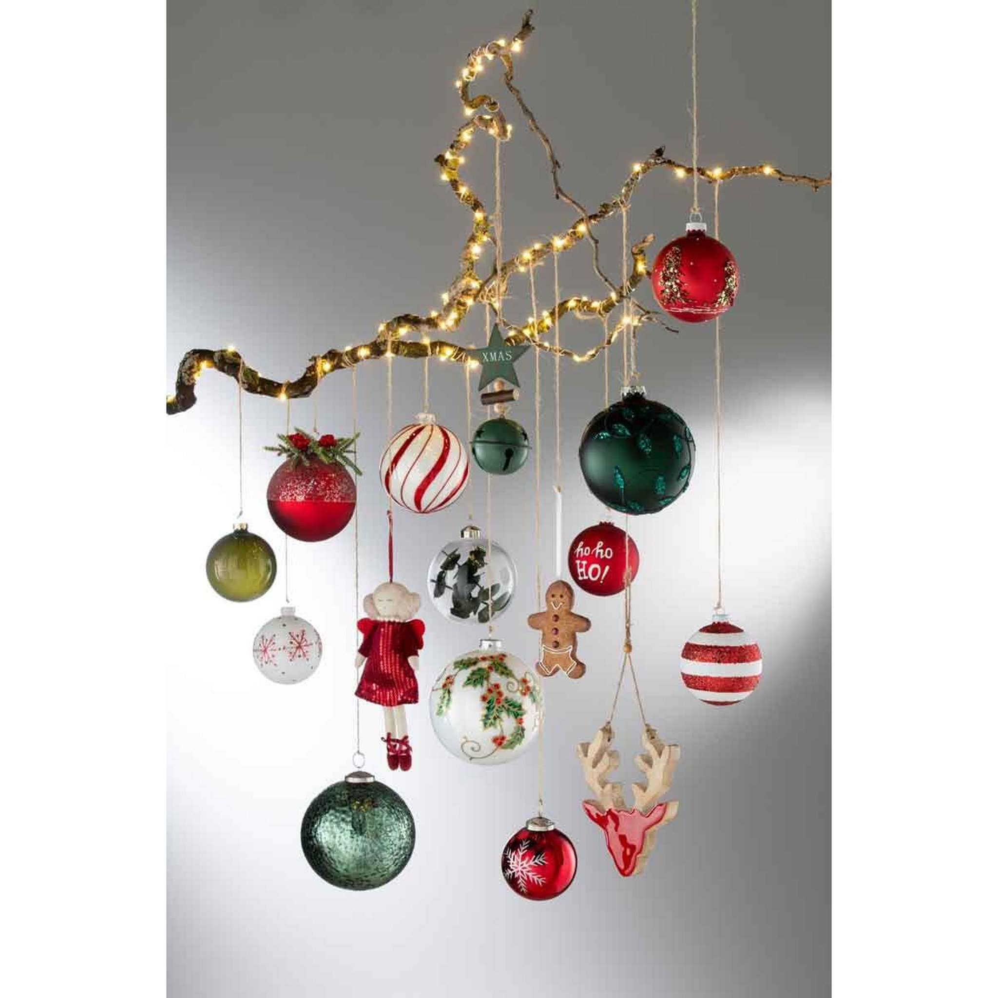 Voir la diapositive 2 : J-LINE Lot de 8 boules de noël  xmas  8cm vert