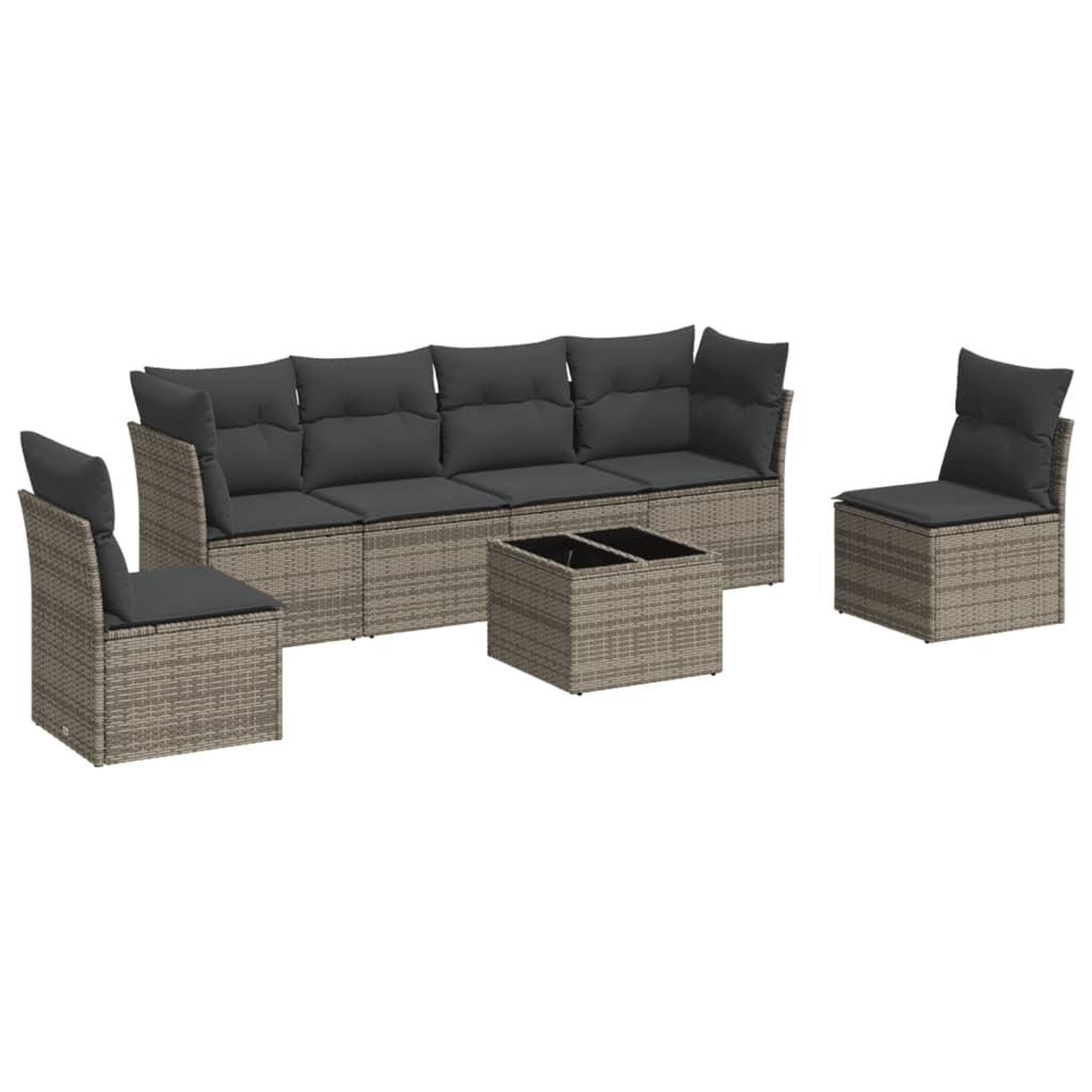 Voir la diapositive 2 : VIDAXL Salon de jardin avec coussins 7 pcs gris resine tressee