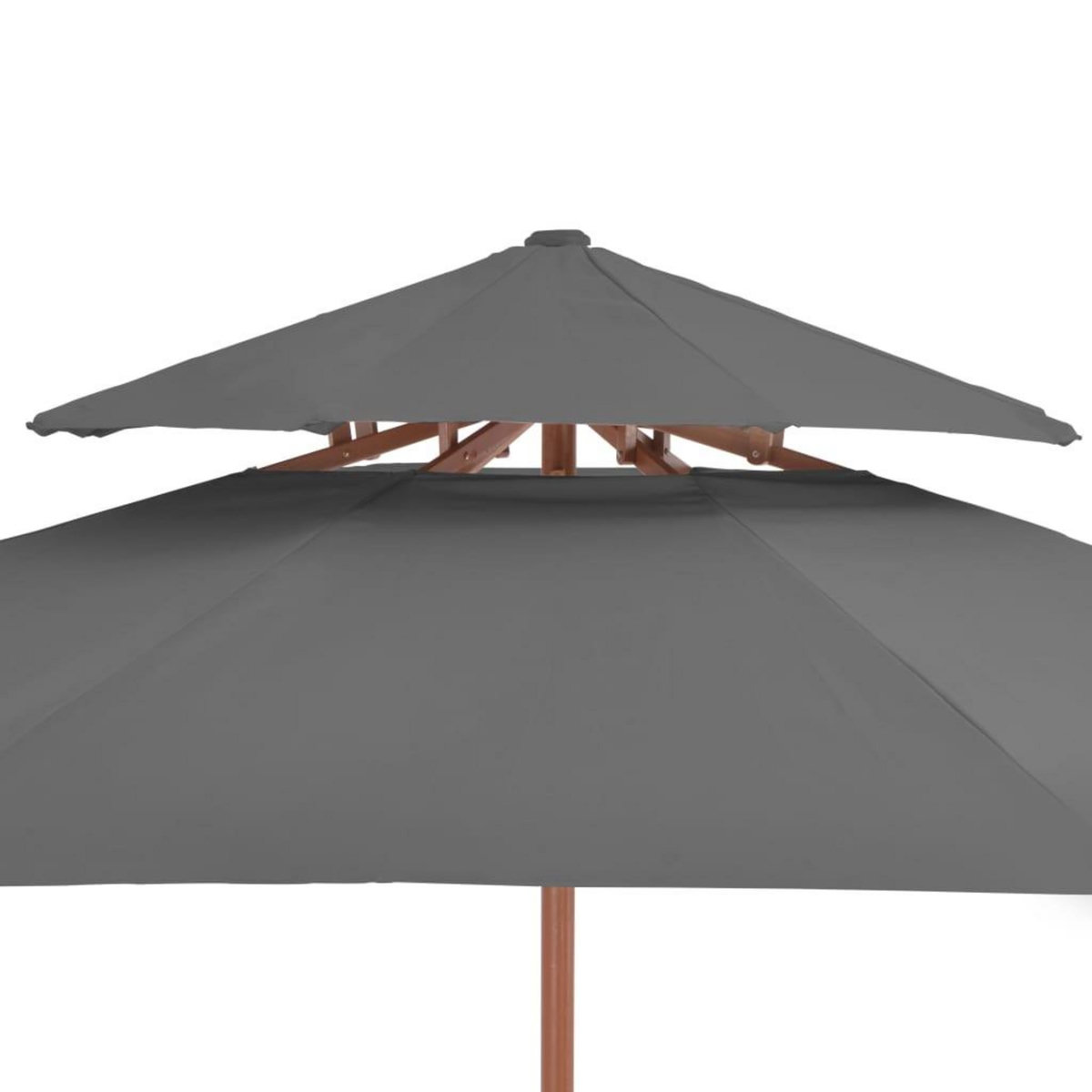 VIDAXL Parasol a deux etages avec mat en bois 270 cm anthracite
