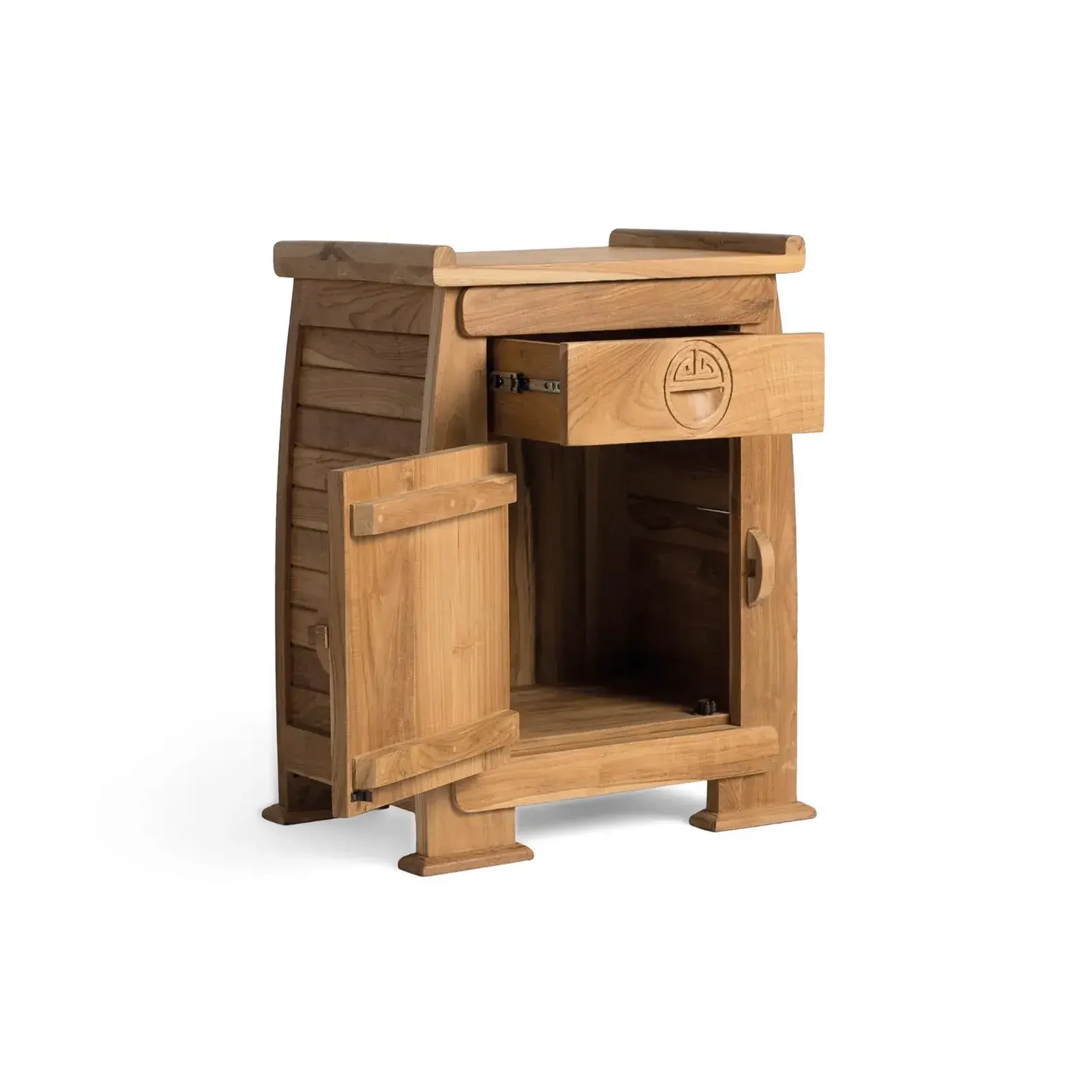 Voir la diapositive 4 : GINER Y COLOMER SL Table de chevet en bois de teck 54 cm style colonial oriental