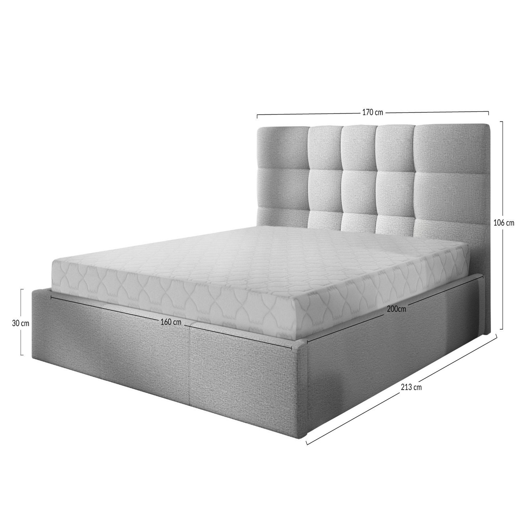 Voir la diapositive 4 : BEST MOBILIER Mael - lit coffre - 160x200 - en tissu - sommier inclus