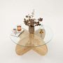 Voir la diapositive 5 : TOILINUX Table basse ronde Luminix en verre et bois - Beige