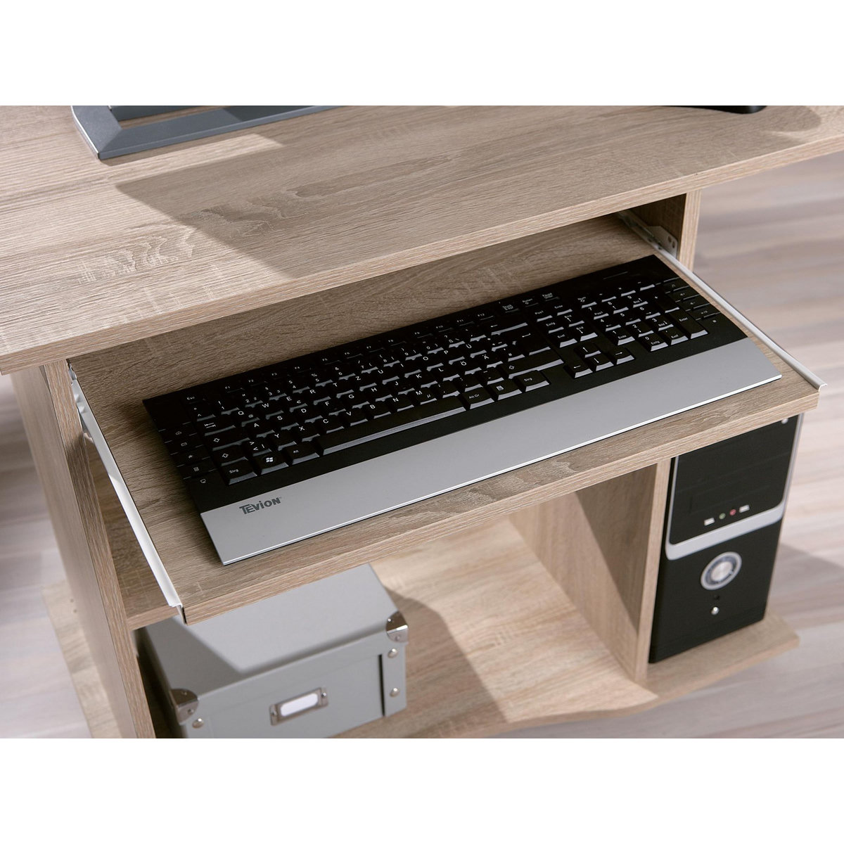 Bureau droit informatique avec tablette coulissante et roulettes L80cm  ADRIEN