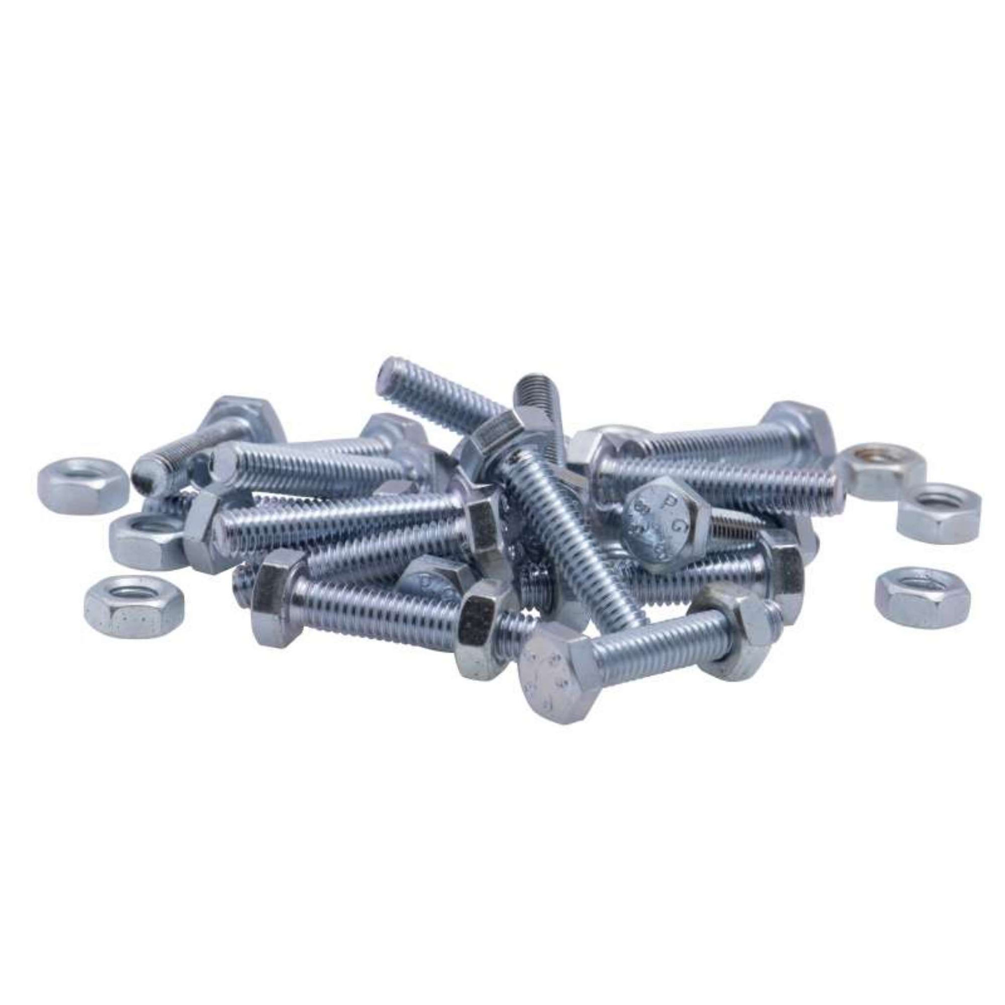 Voir la diapositive 4 :  Boulon tête hexagonale et écrou Vissal finition zinguée Ø4 x 25 mm  lot de 18