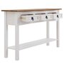 IDIMEX Table console CAMPO table d'appoint en pin massif blanc et brun avec 3 tiroirs et 1 étagère, meuble d'entrée en bois