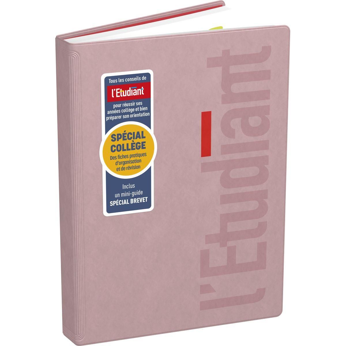 l'étudiant Agenda scolaire journalier grand format L'Etudiant Collège Rose poudré 2023-2024