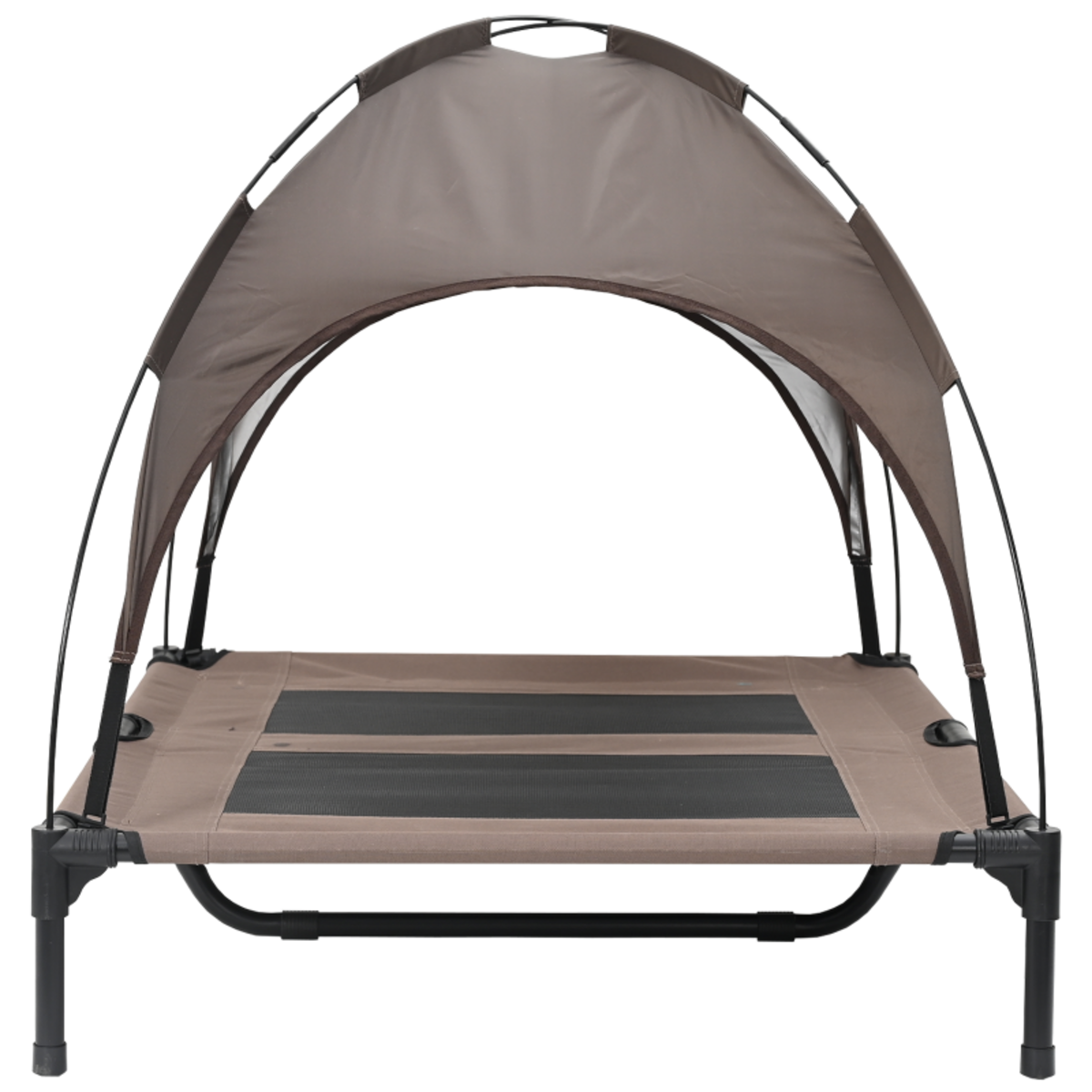 VIDAXL Lit pour chien surélevé avec auvent amovible Marron L Acier