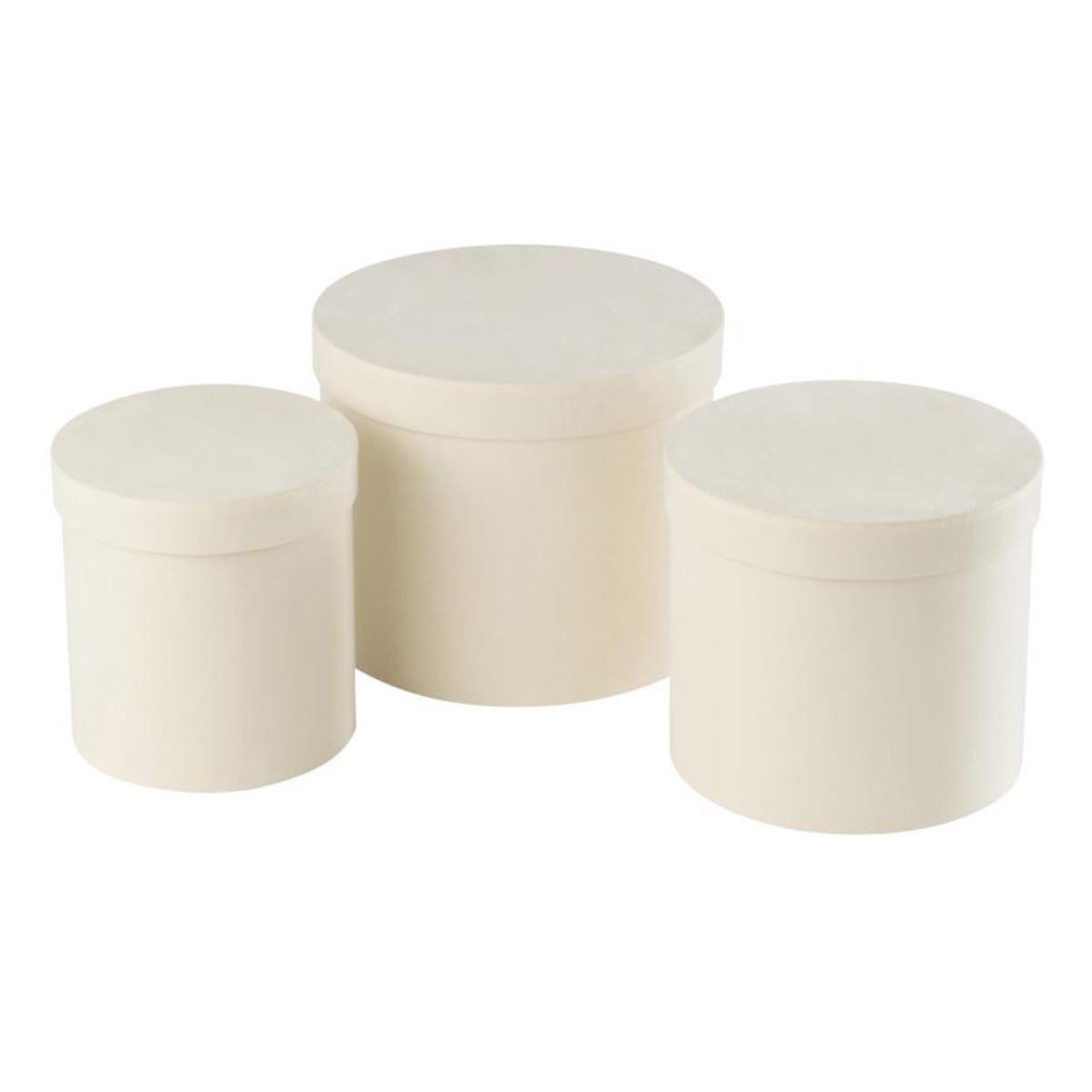 J-LINE Lot de 3 boîtes de rangement rondes  vaughn  27cm blanc