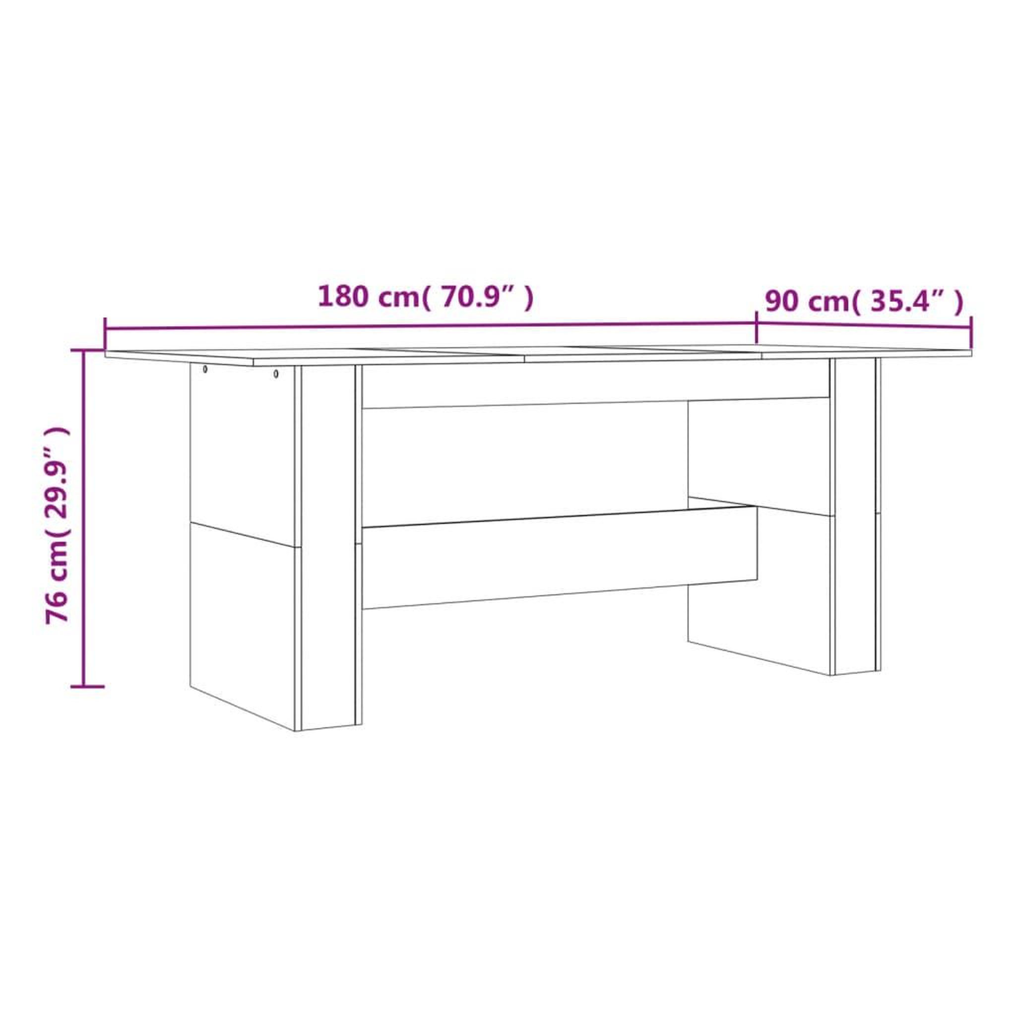 Voir la diapositive 6 : VIDAXL Table a dîner sonoma gris 180x90x76 cm bois d'ingenierie