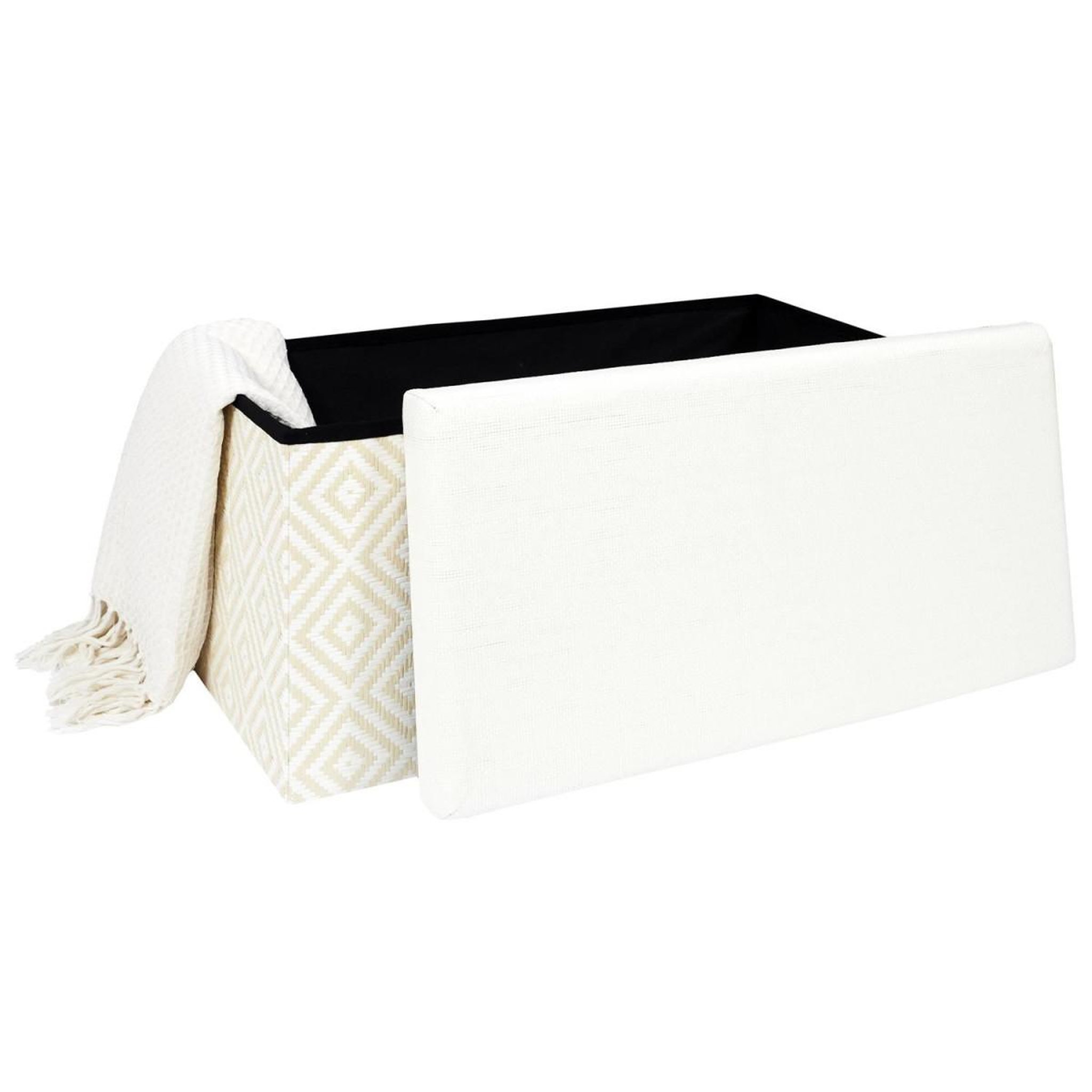 Voir la diapositive 4 : The Home Deco Factory Banc coffre pliable  tressé  76cm blanc
