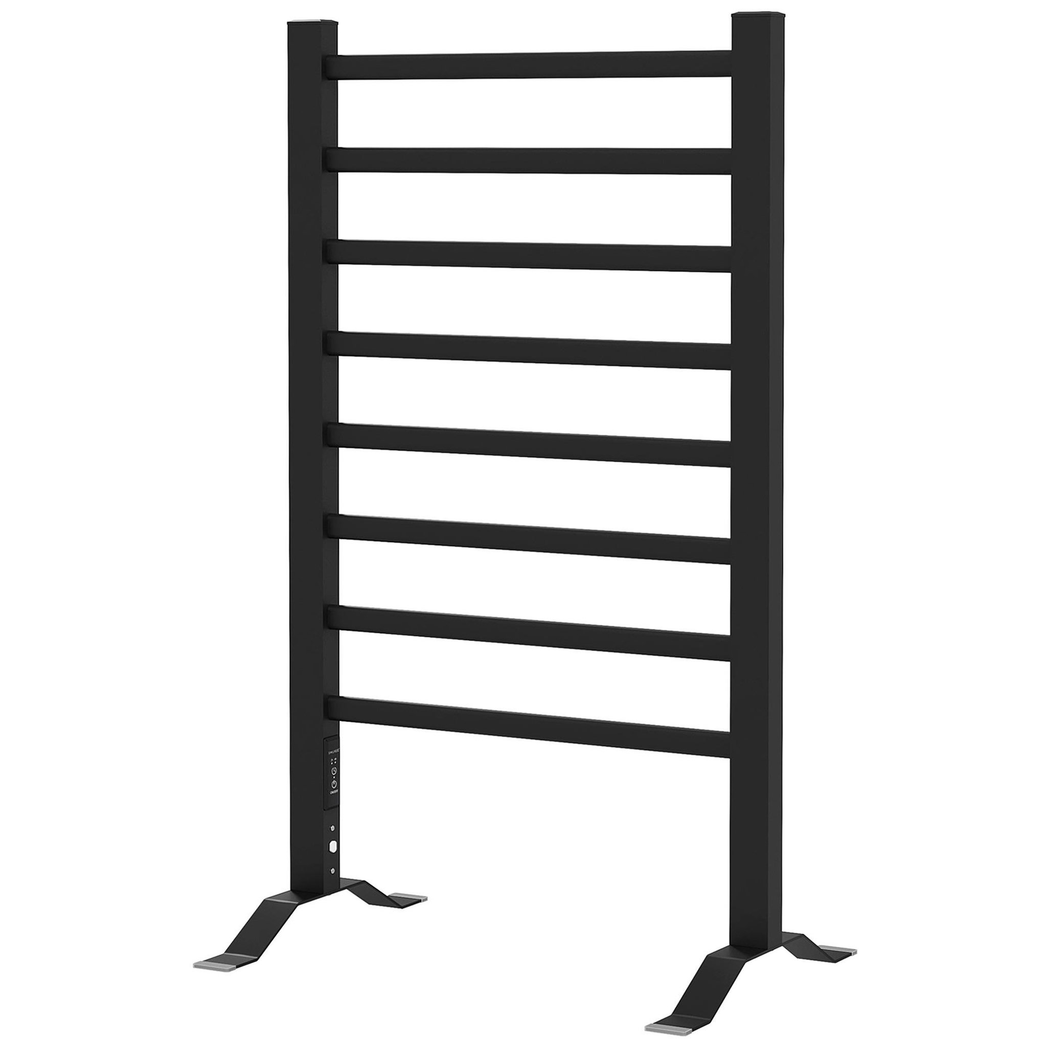 HOMCOM Sèche-serviette électrique sur pied 150W 8 barres timer alu noir