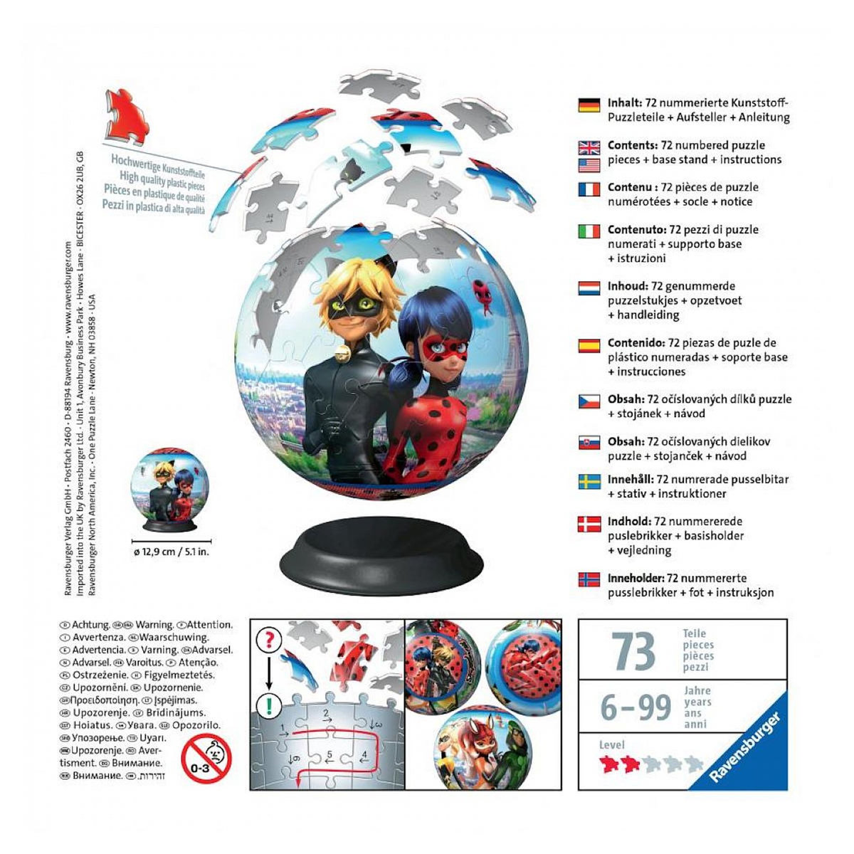 RAVENSBURGER Puzzle 3d rond 72 p - miraculous