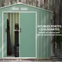 Voir la diapositive 6 : OUTSUNNY Abri de jardin - remise pour outils - cabanon porte verrouillable - dim. 213L x 130l x 185H cm - tôle d'acier vert pastel