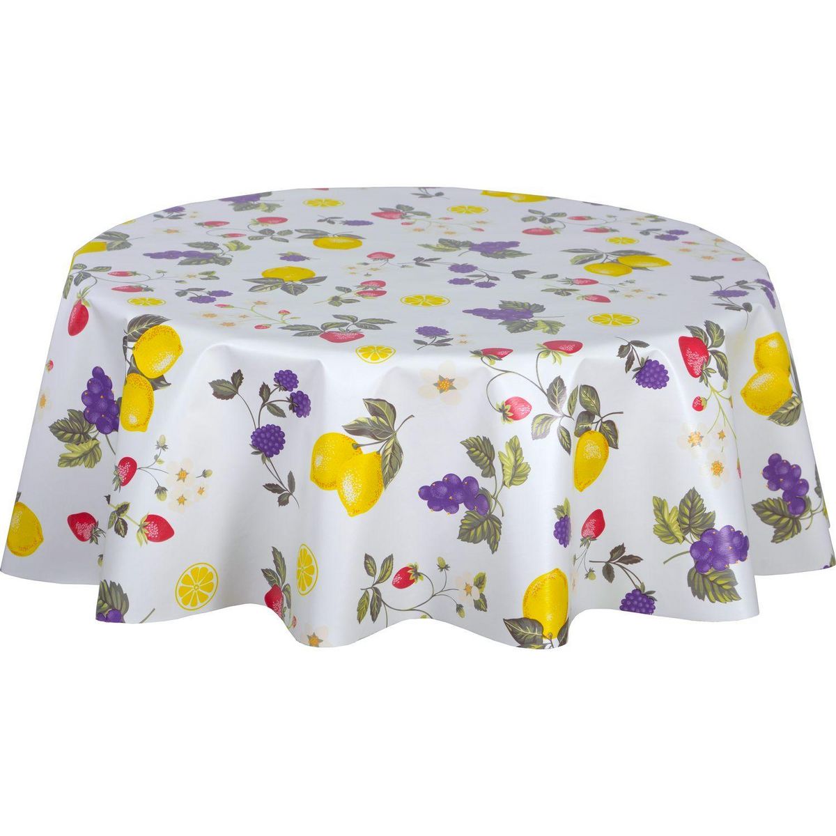 HABITABLE Nappe en toile cirée ronde motifs citron CAPRI - Diam. 135 cm