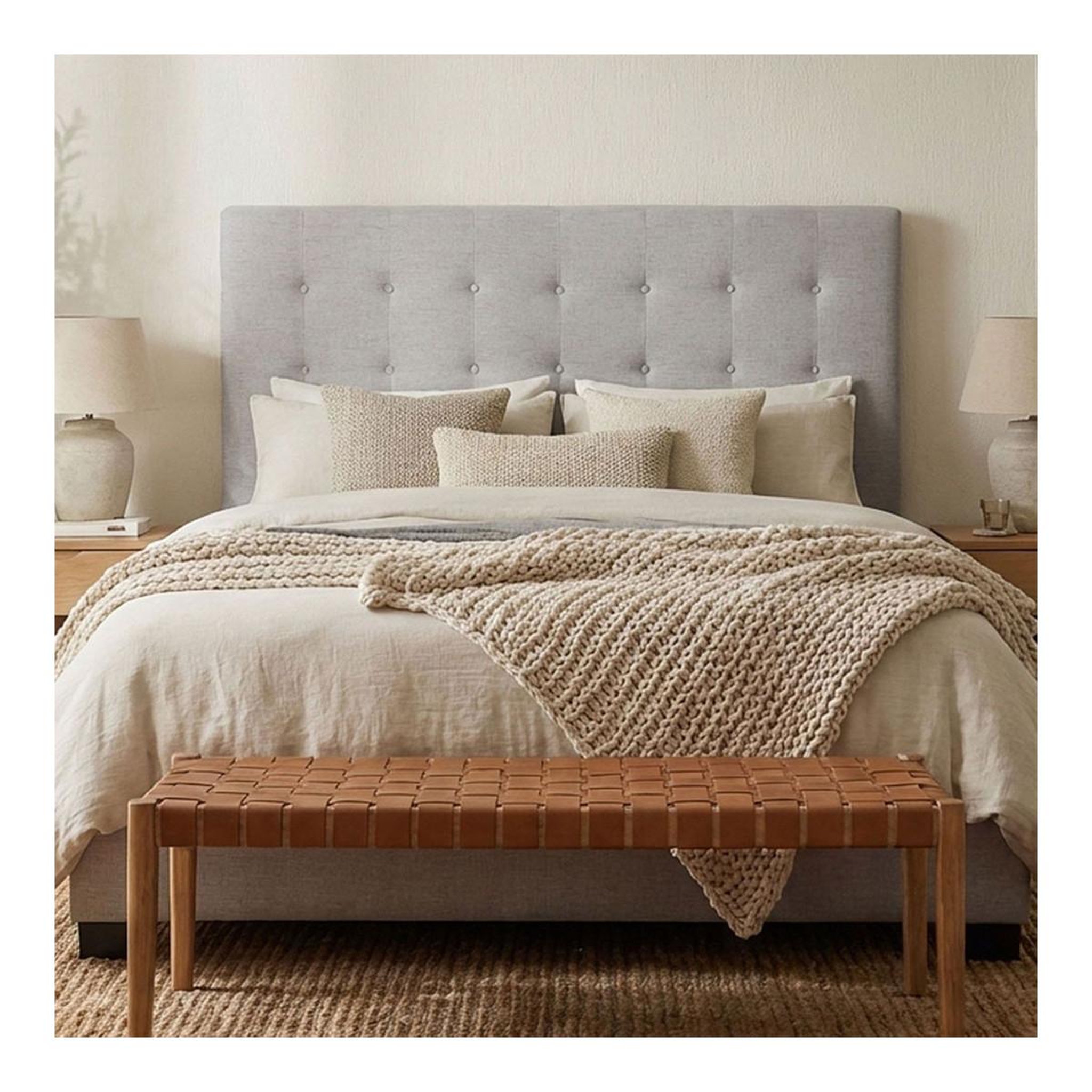 Voir la diapositive 2 : Paris Prix Tête de lit capitonnée en tissu  amor  160cm beige