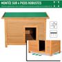 Voir la diapositive 5 : PAWHUT Niche chien sur pied dim. 85L x 58l x 58H cm - toit ouvrant bitumé vert - bois sapin pré-huilé