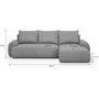 Voir la diapositive 4 : MARKET24 Canapé d'angle droit convertible MILO 4/5 places - Tissu gris - Coffre de rangement - L 264 x H 84 x P 99/145 cm