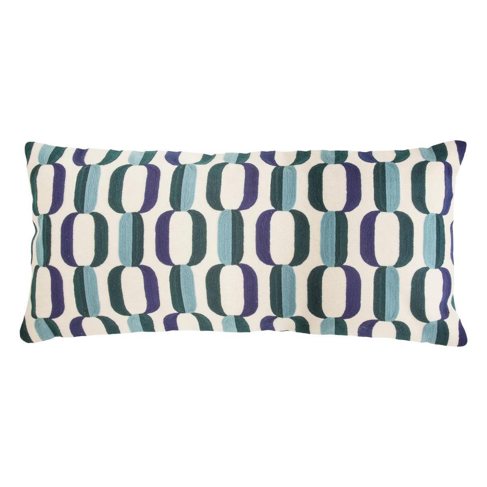 ATMOSPHERA Coussin déco brodé  hary  35x75cm bleu