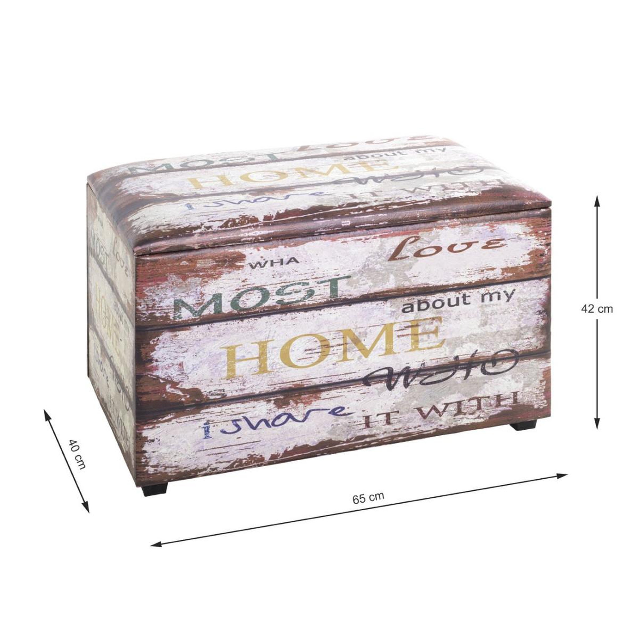 Voir la diapositive 5 : Paris Prix Coffre de Rangement Vintage  Mots  65cm Marron
