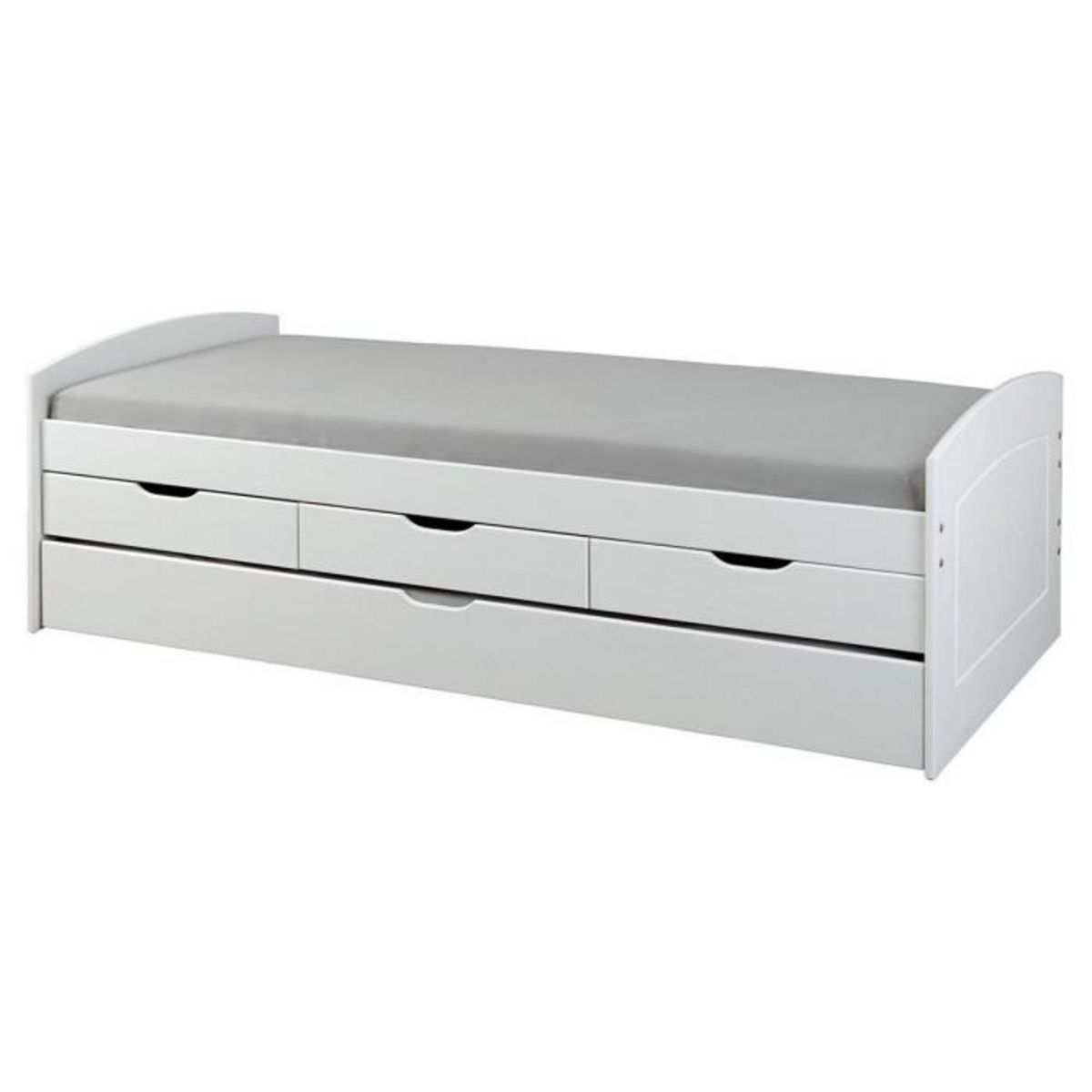 Paris Prix Lit Banquette en Bois 4 Tiroirs  Max  90x200cm Blanc