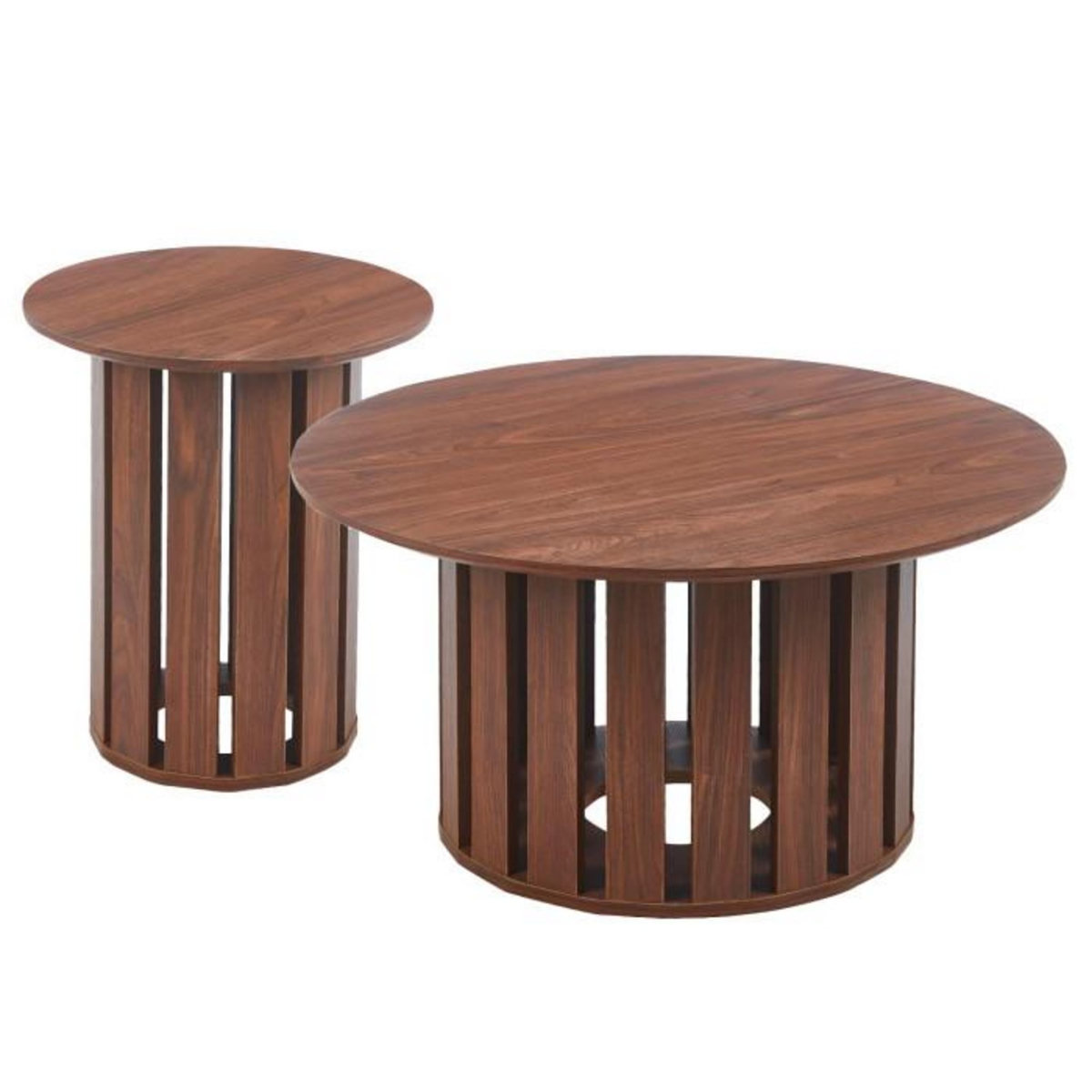 Paris Prix Lot de 2 Tables Basses Rondes  Luisa  80cm Bois Noisette