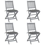 VIDAXL Chaises pliables d'exterieur lot de 4 et coussins Bois d'acacia