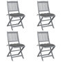 Voir la diapositive 1 : VIDAXL Chaises pliables d'exterieur lot de 4 et coussins Bois d'acacia