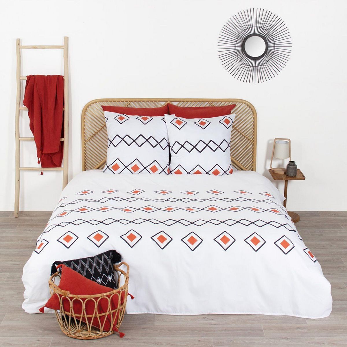 COTE DECO Parure de lit Agoura - Microfibre 72 g/m² - 220 x 240 cm - Blanc