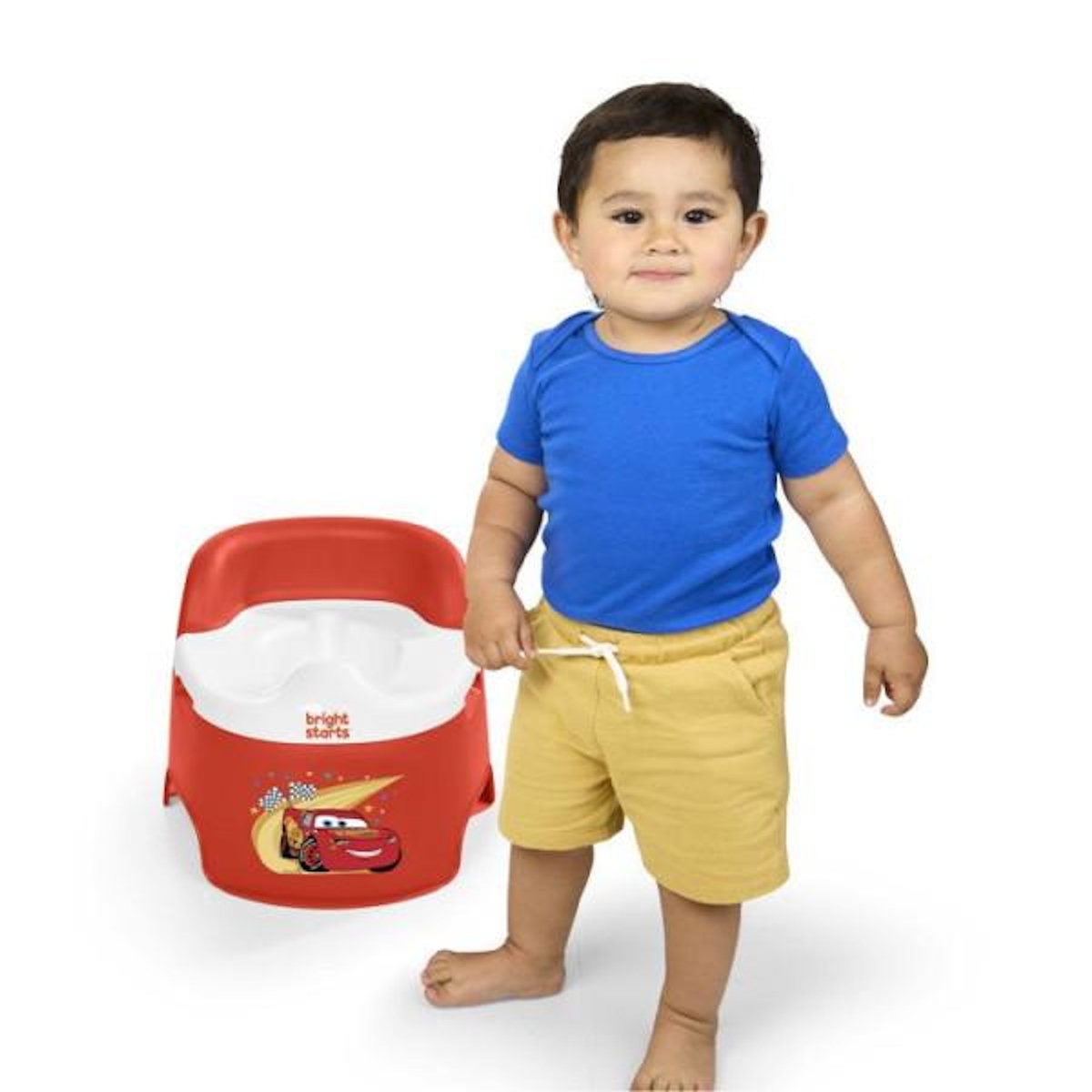 Bright Starts DISNEY BABY-CARS- Pot d'apprentissage ergonomique, protection éclaboussures, cuvette amovible