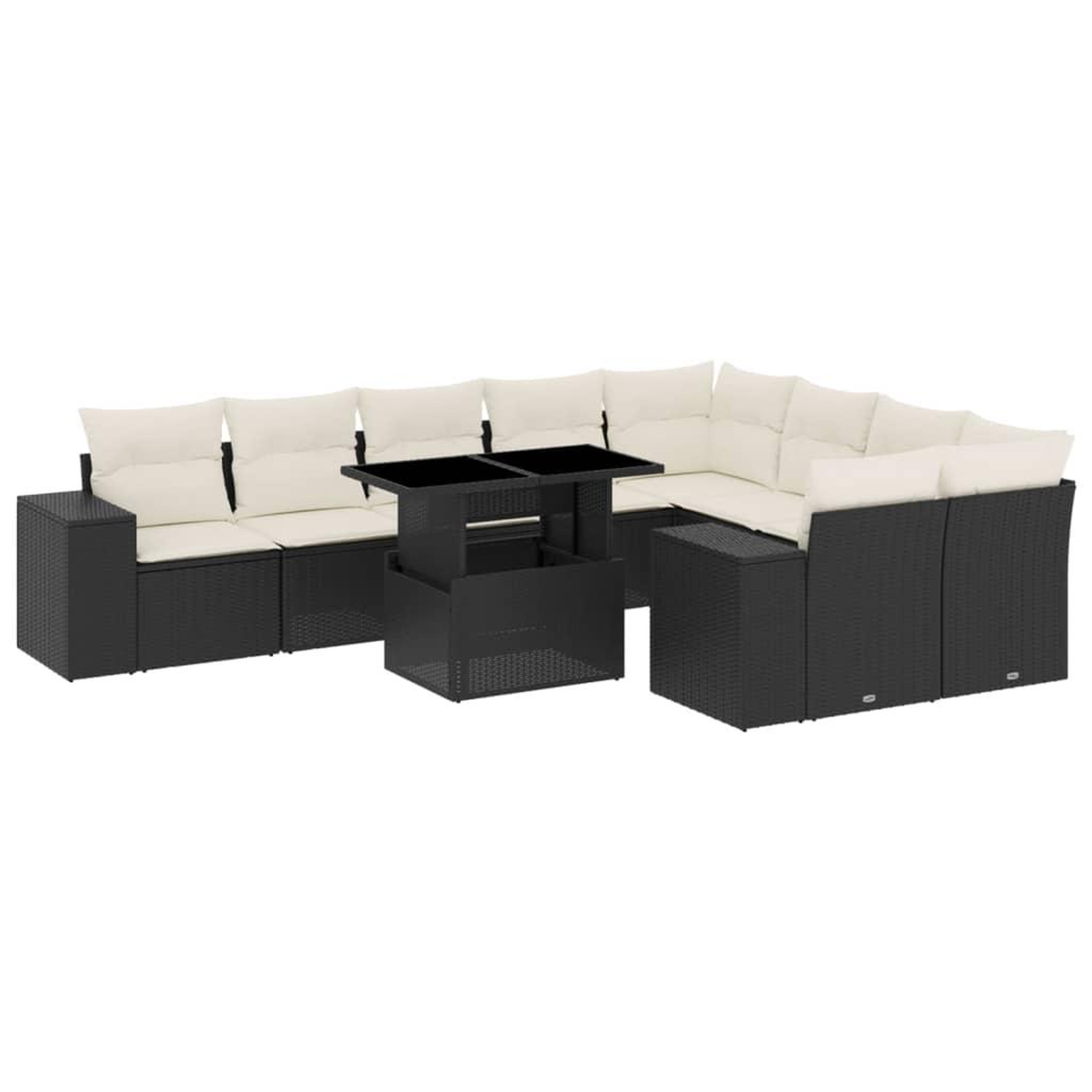 Voir la diapositive 2 : VIDAXL Salon de jardin 10 pcs avec coussins noir resine tressee