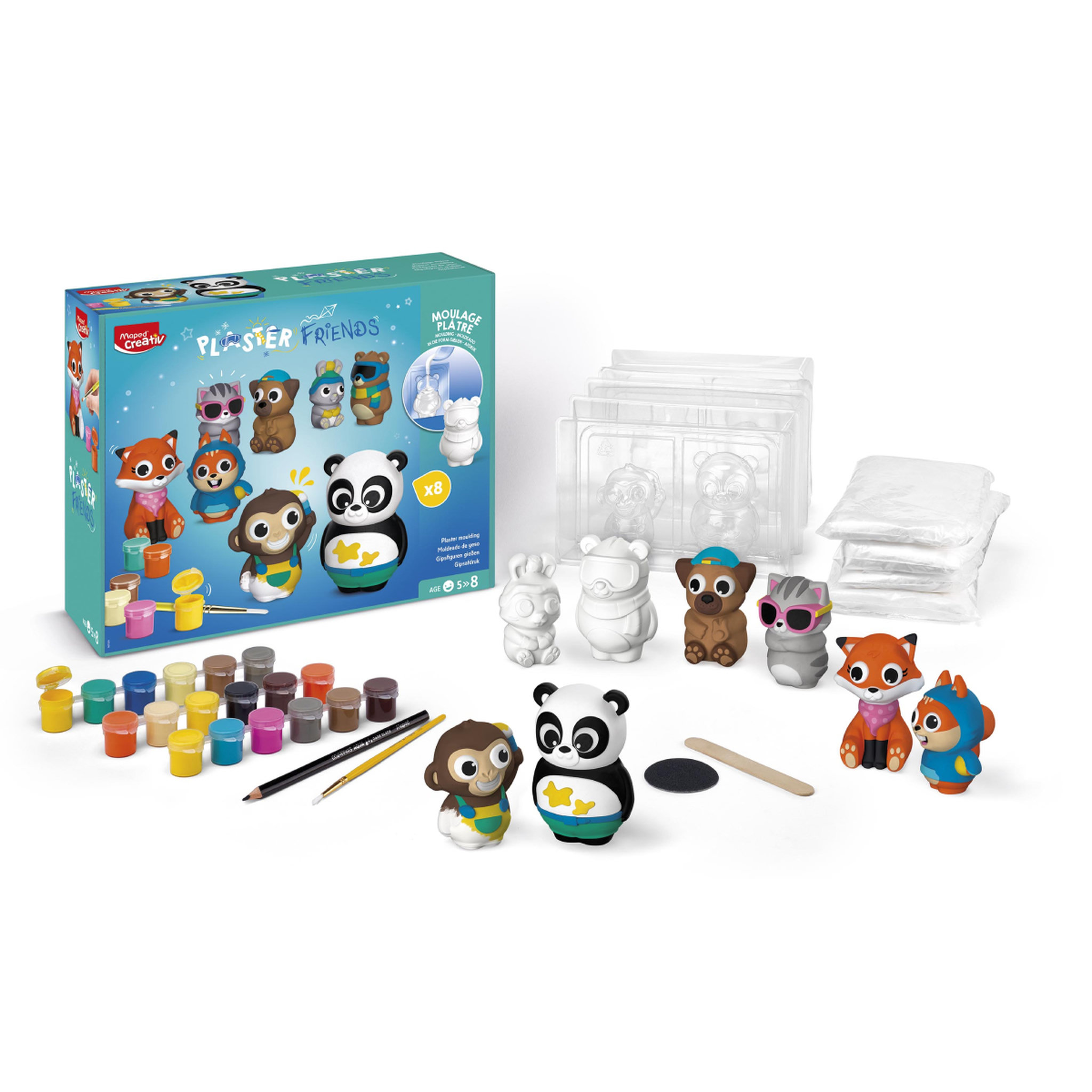 Voir la diapositive 2 : MAPED Moulage plâtre 8 Animaux Plaster Friends