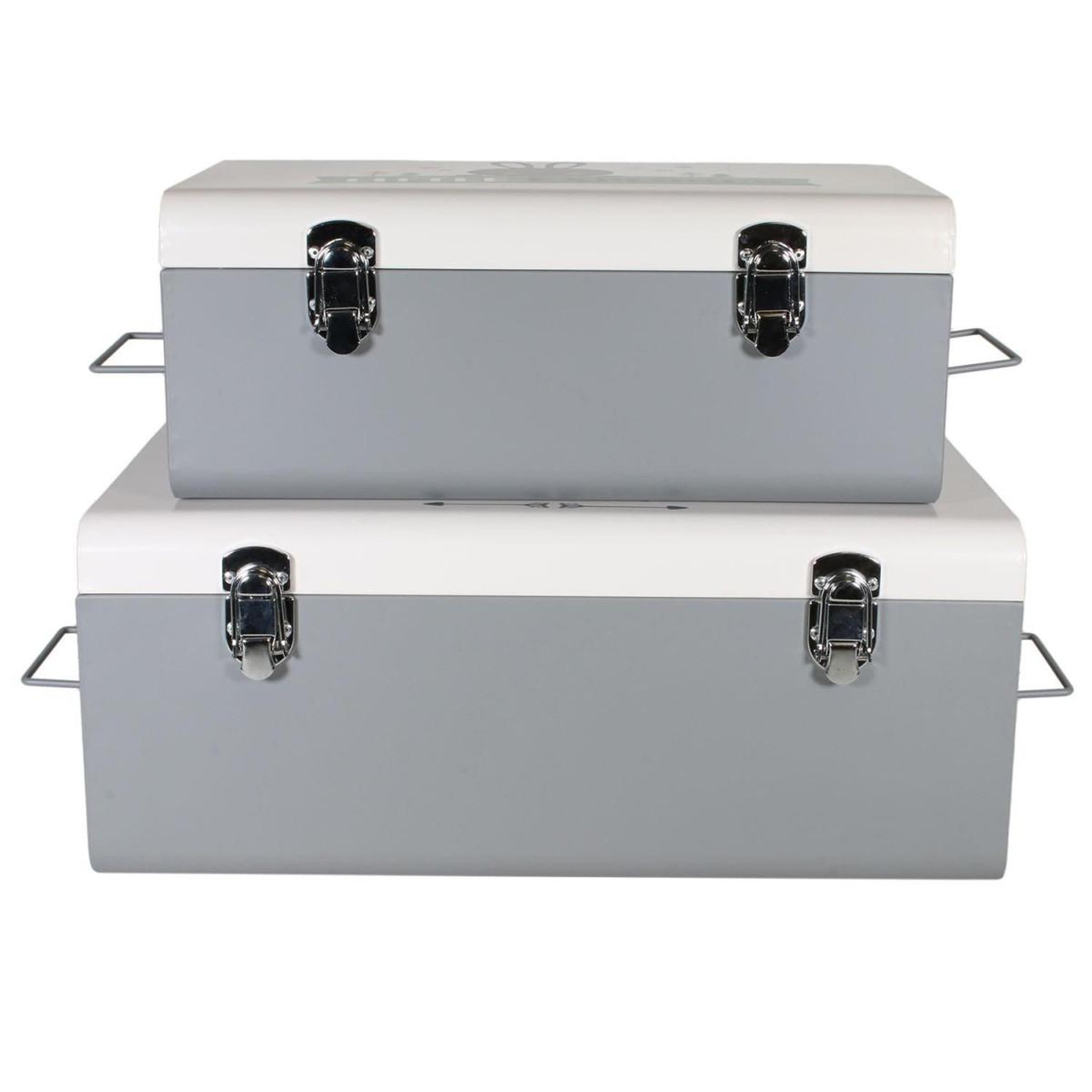 Voir la diapositive 2 : The Home Deco Factory Lot de 2 coffres de rangement enfant  explorer  47cm gris