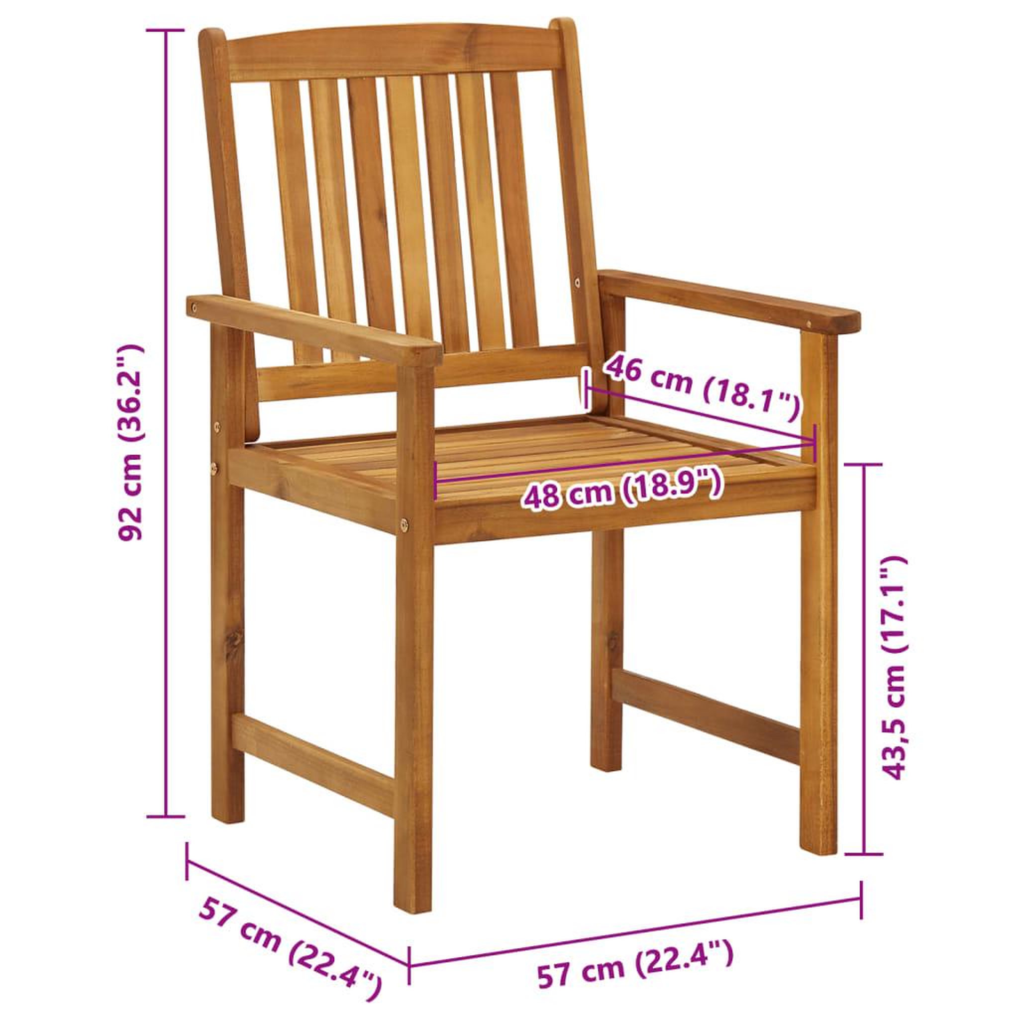 Voir la diapositive 6 : VIDAXL Chaises de jardin lot de 8 Bois d'acacia solide