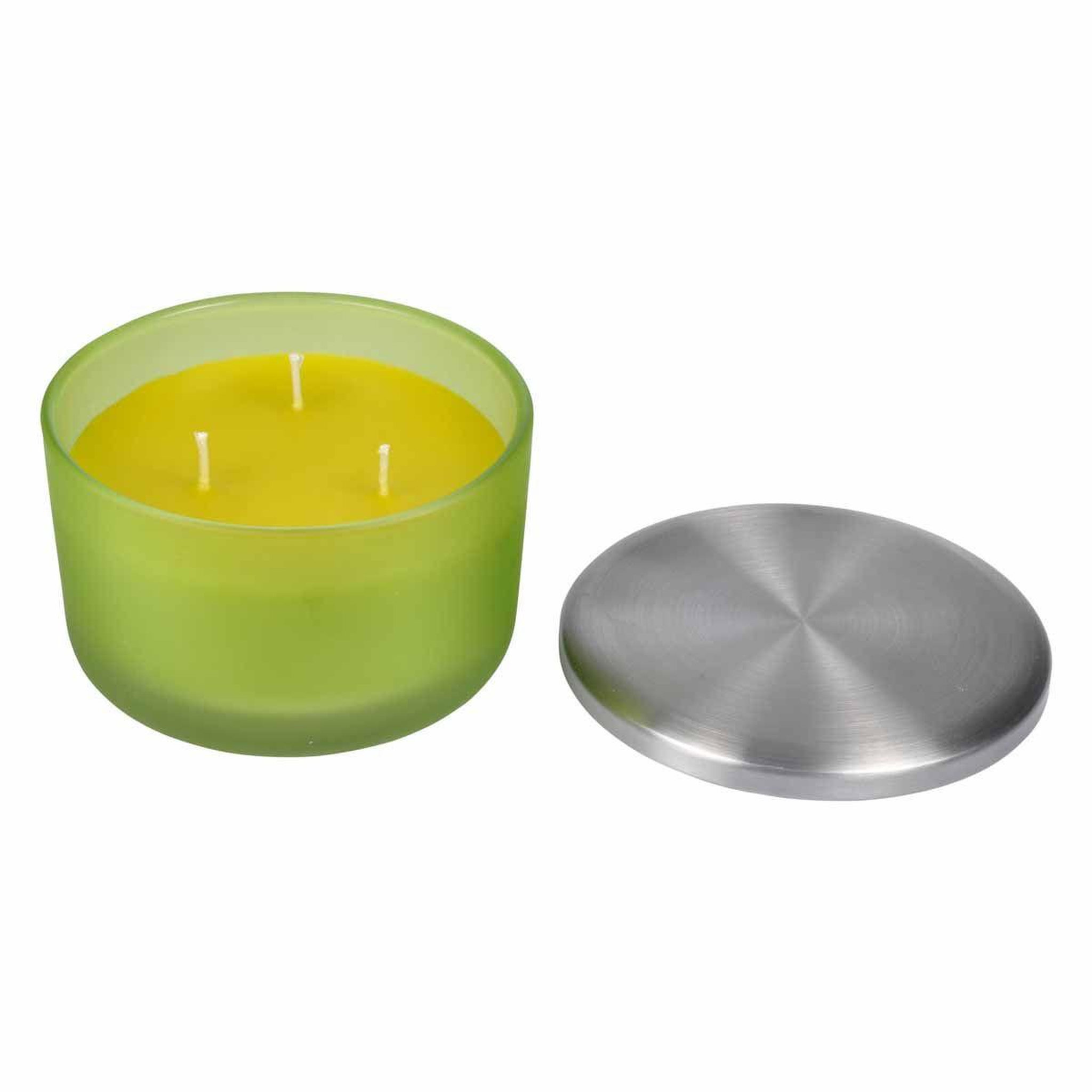 Voir la diapositive 1 : HOMEA Bougie parfumée verrine  tropical fresh  13cm plaisirs exotiques