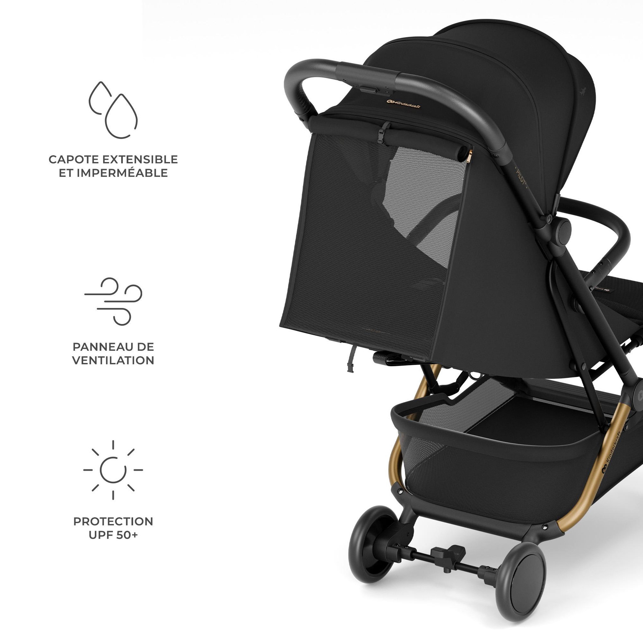 Voir la diapositive 5 : KINDERKRAFT Poussette compacte et facile à plier pour voyages et déplacements