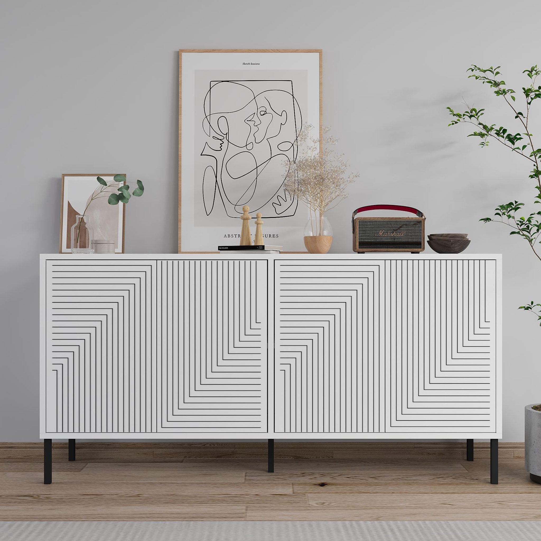 Voir la diapositive 2 : Habitat et Jardin Buffet en bois  evolet  - 150 x 36 x 75 cm - blanc