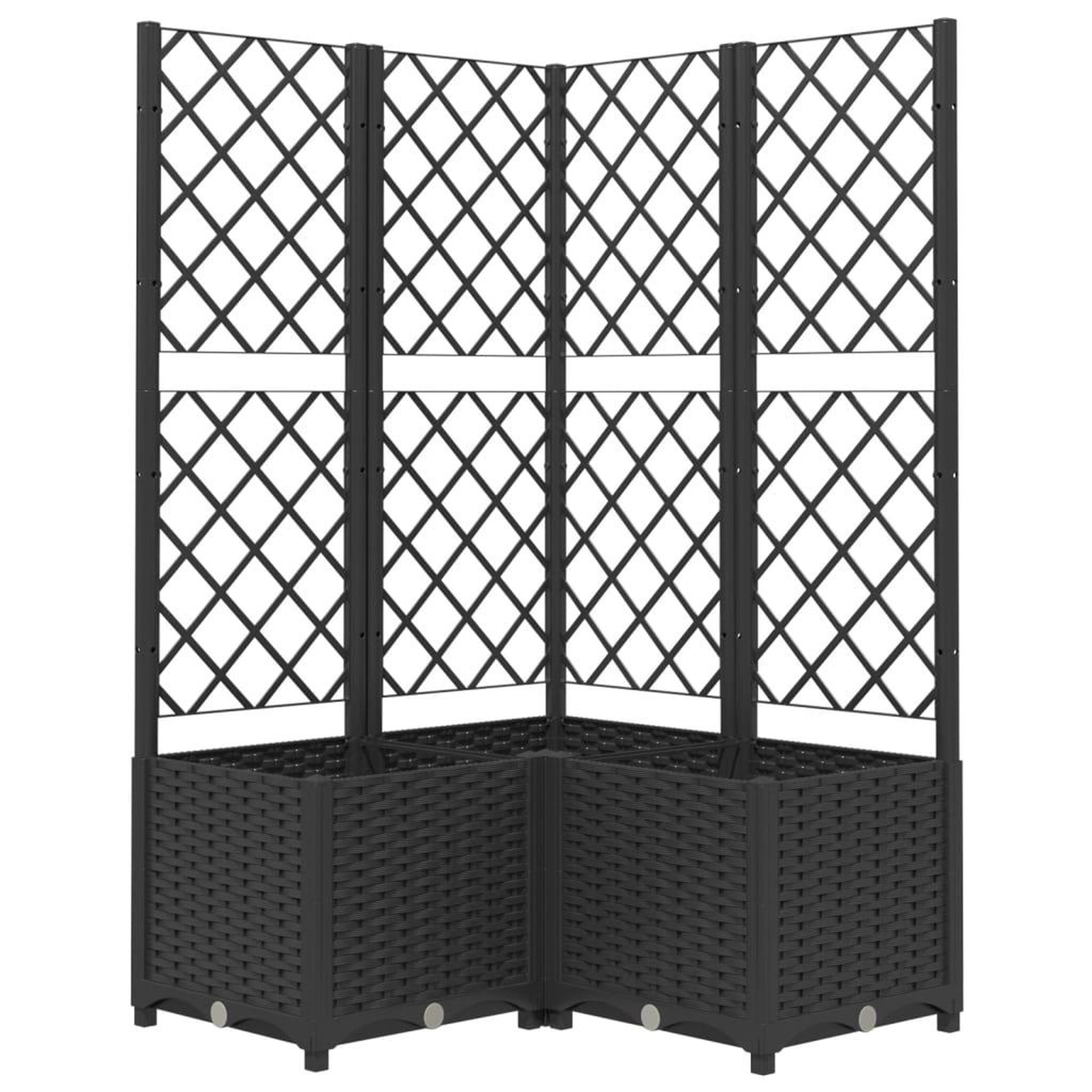 Voir la diapositive 2 : VIDAXL Jardiniere avec treillis Noir 80x80x136 cm PP