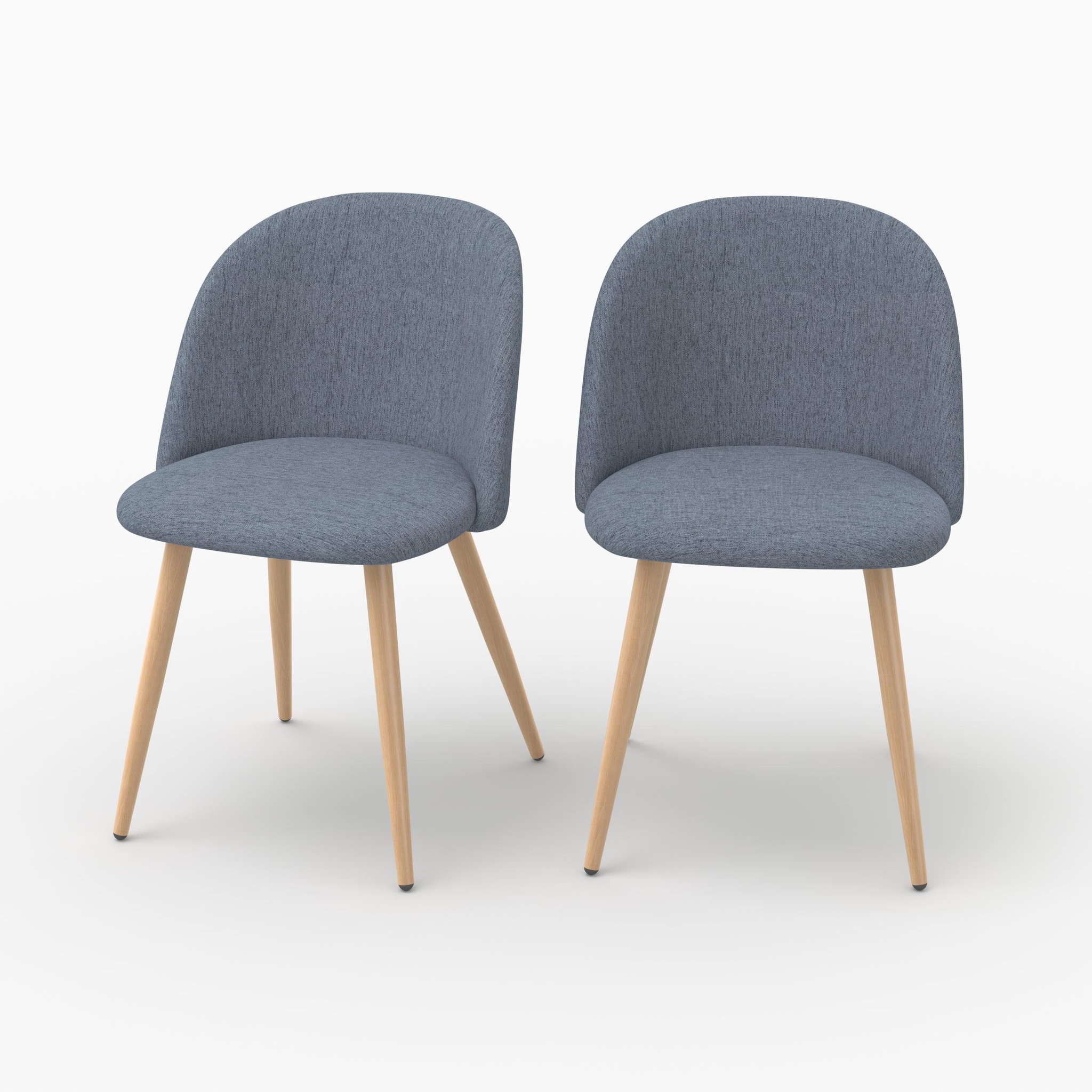MAISON PAVANE Lot de 2 chaises en tissu bleu marine et pieds en métal-cozy