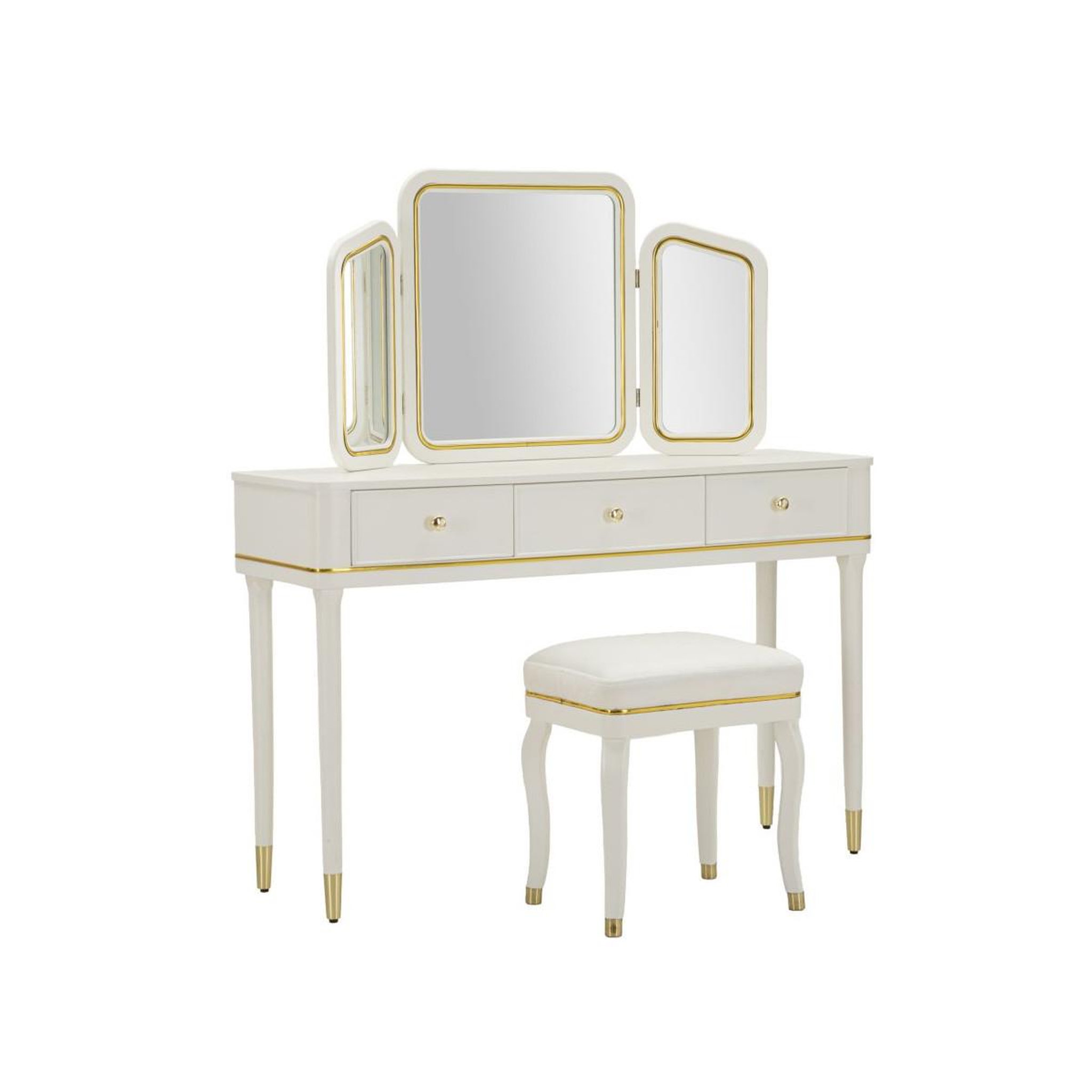 Paris Prix Coiffeuse avec miroir & tabouret  camille  120cm blanc