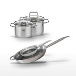 ELO Lot Poêles 32cm & 24cm et Faitouts 16cm & 14cm Elo Relief Solution