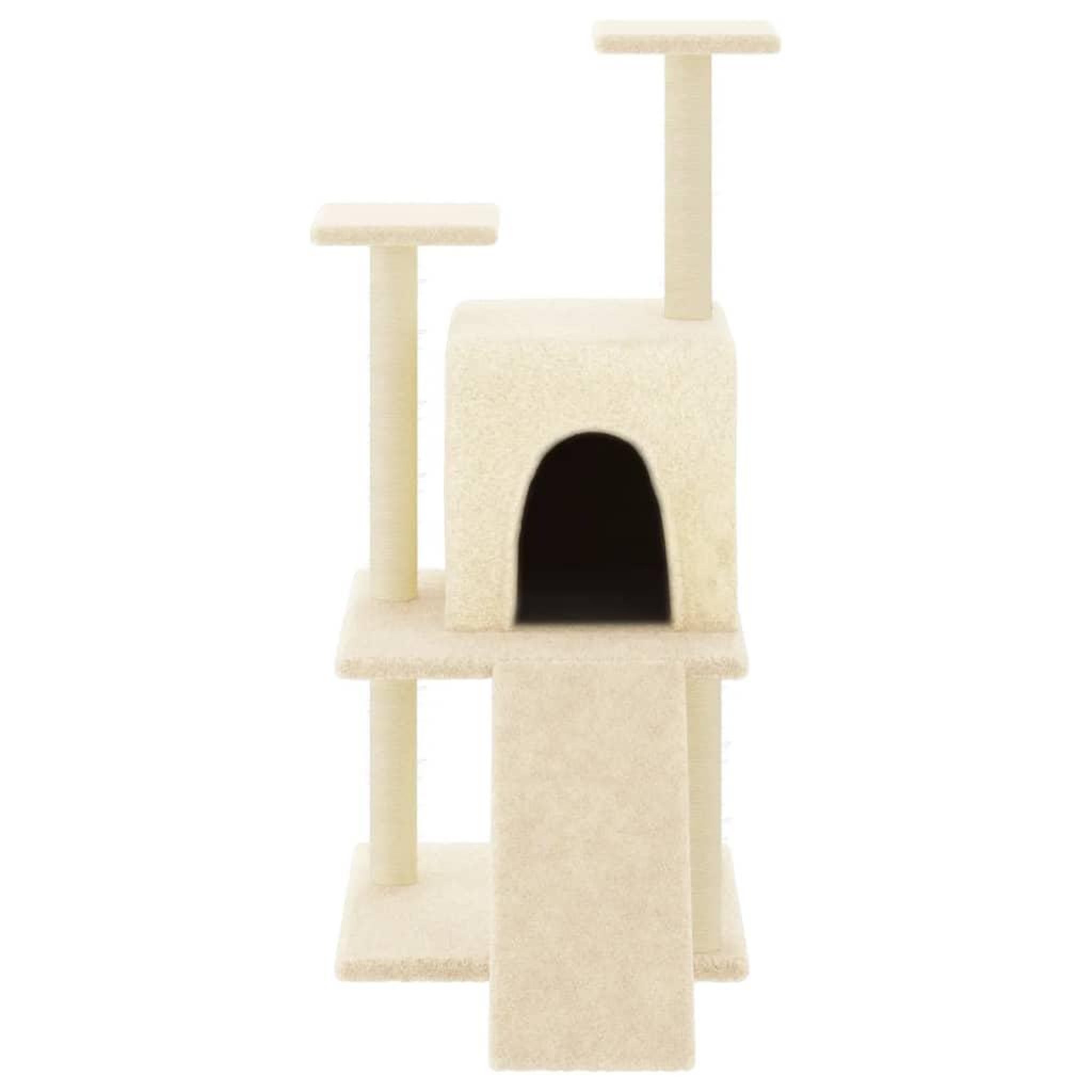Voir la diapositive 3 : VIDAXL Arbre a chat avec griffoirs en sisal creme 110 cm